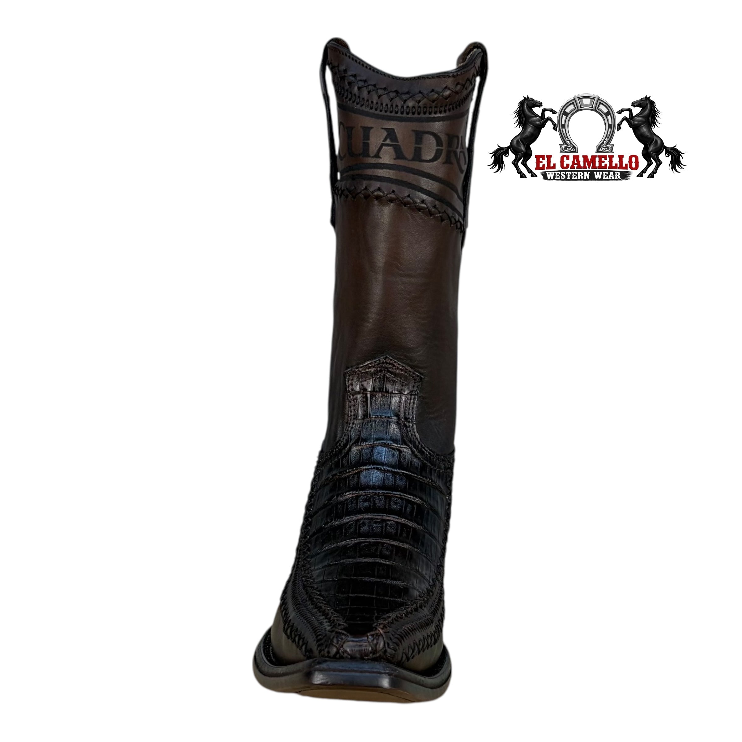 Cuadra Men’s Brown Croc-Print Leather Western Boots CU451 – Square Toe, Embroidered Shaft, Hybrid Sole