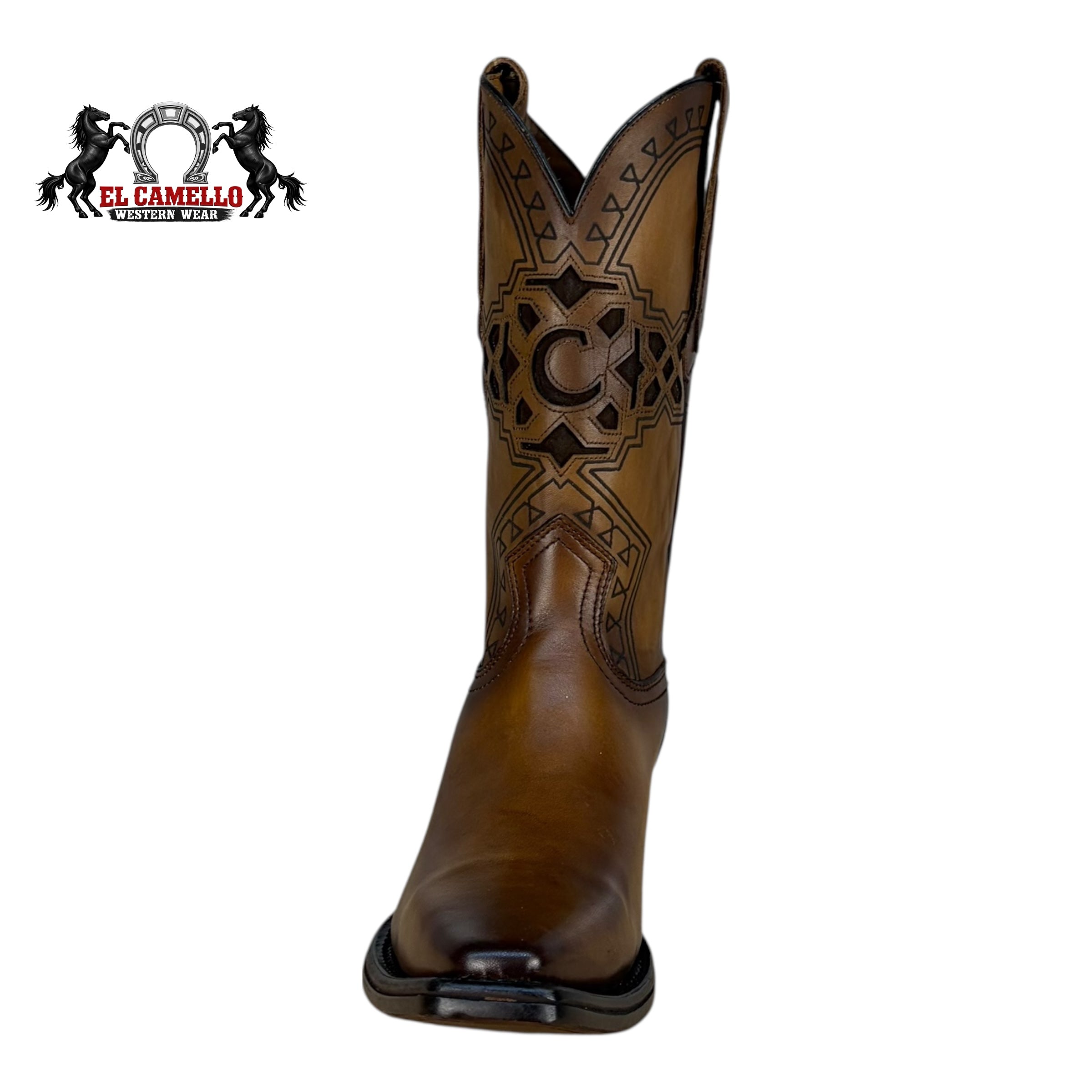 Cuadra Men’s CU662 Honey Brown Laser-Engraved Leather Western Boots – Square Toe