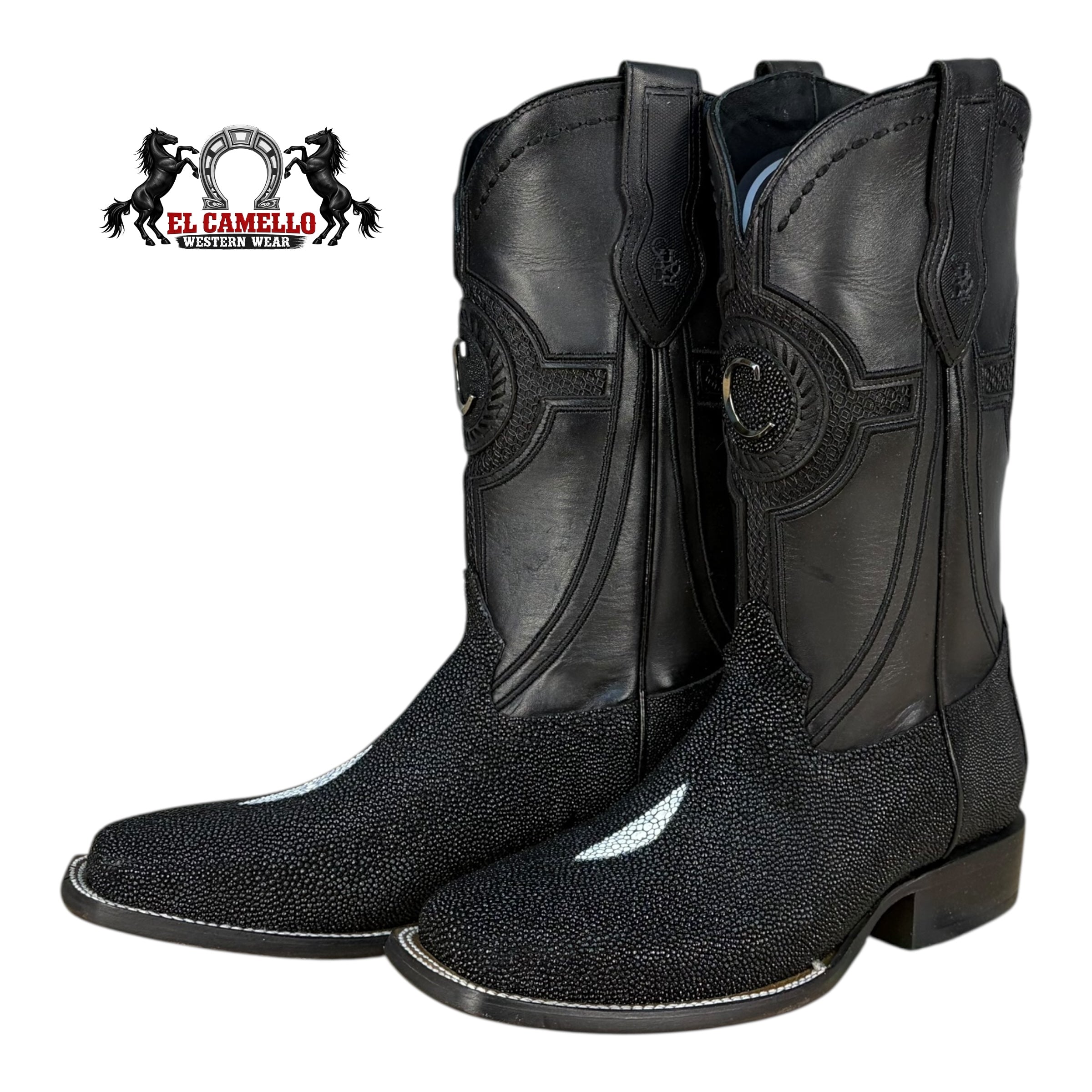Cuadra Men’s Black Stingray & Leather Western Boots CC221 – Square Toe Exotic
