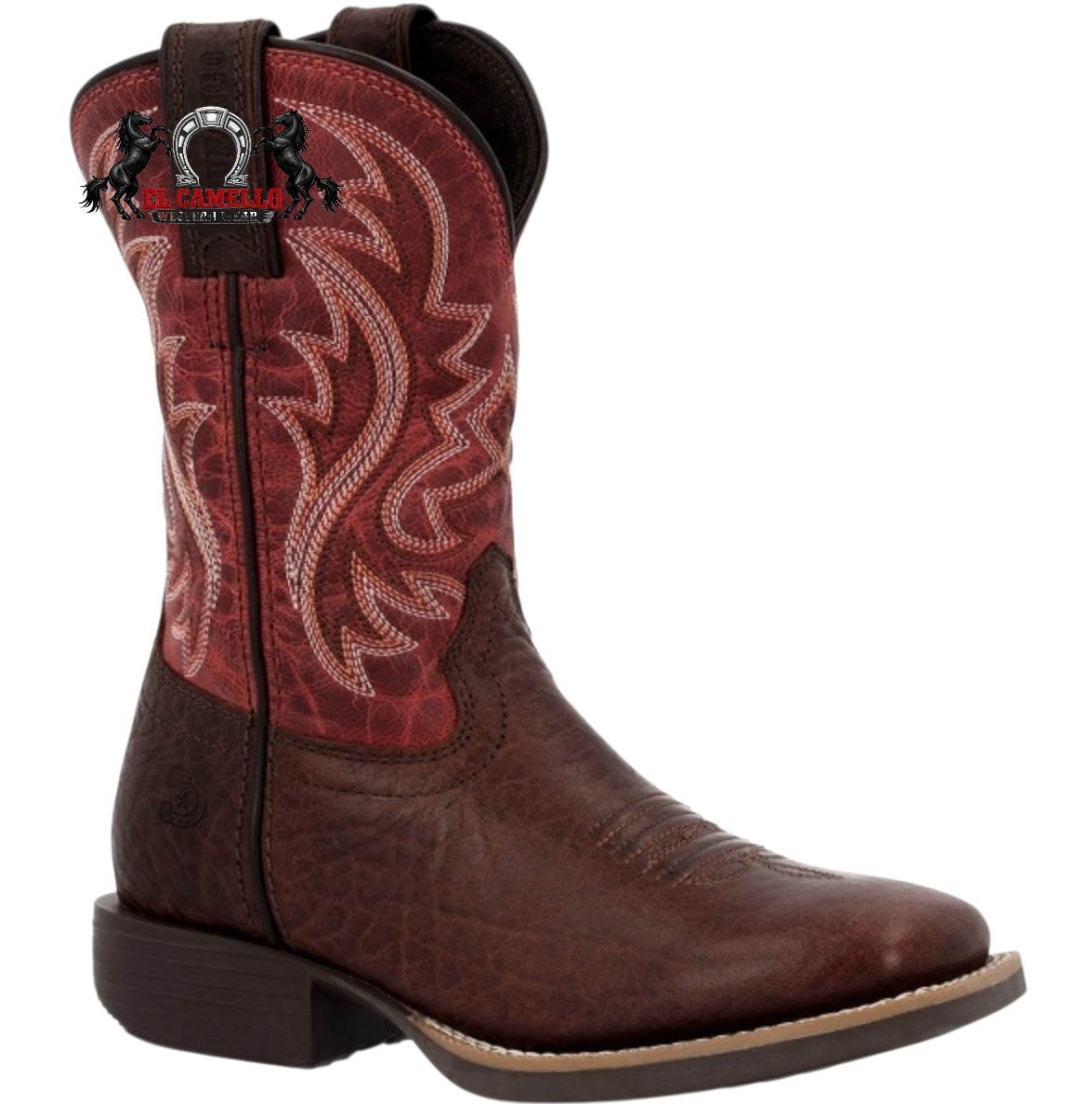 Durango Kids Western Square Toe Boot Dark Brown & Red – Style DBT0251C