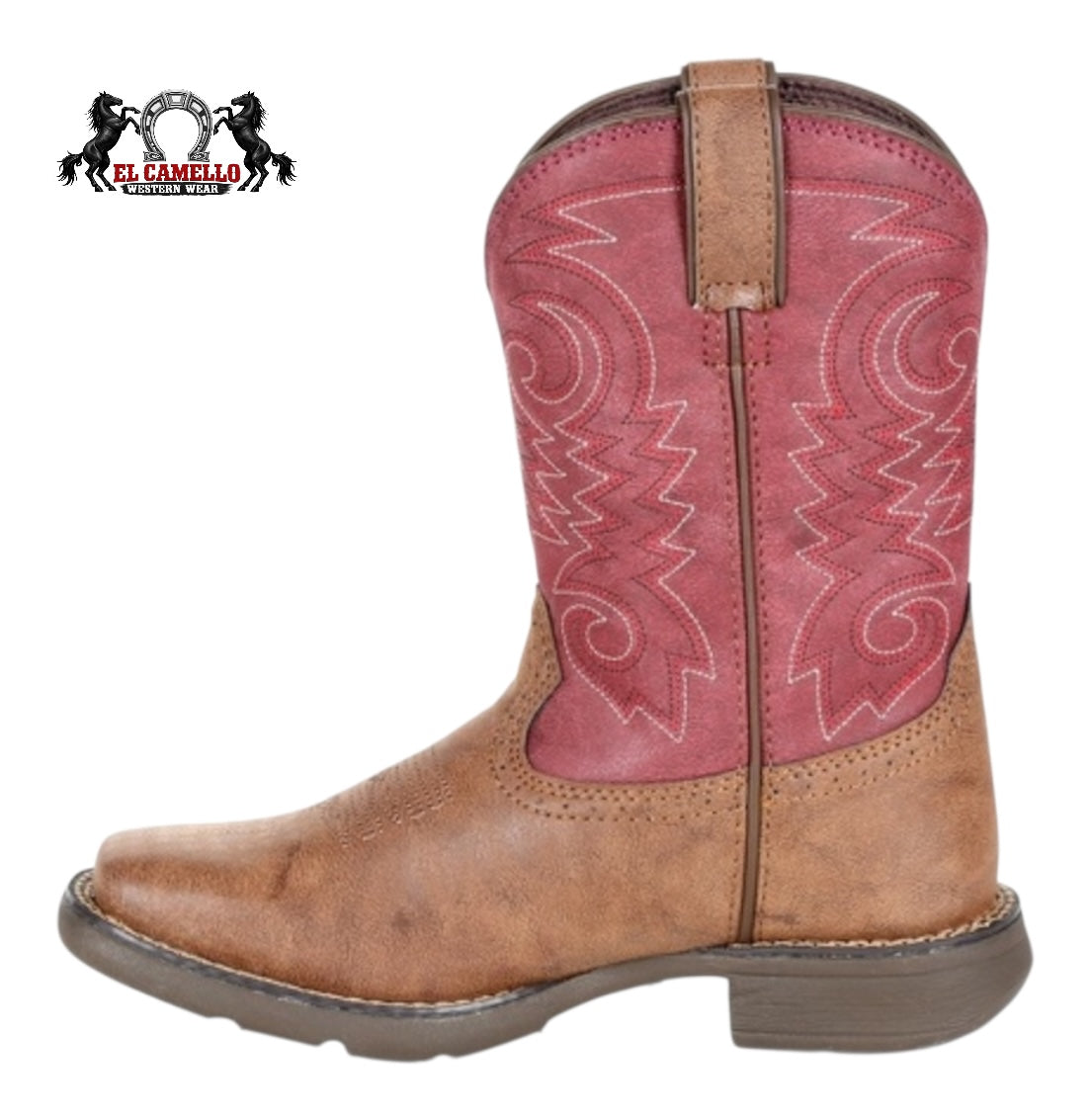 Durango Kids Western Square Toe Boot Tan & Pink – Style DBT0222TS