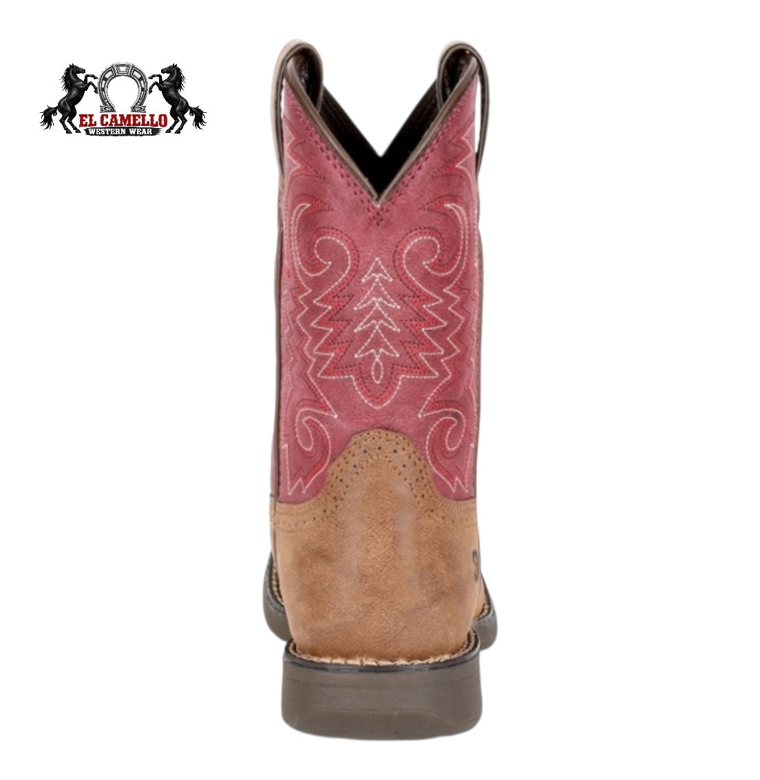 Durango Kids Western Square Toe Boot Tan & Pink – Style DBT0222TS