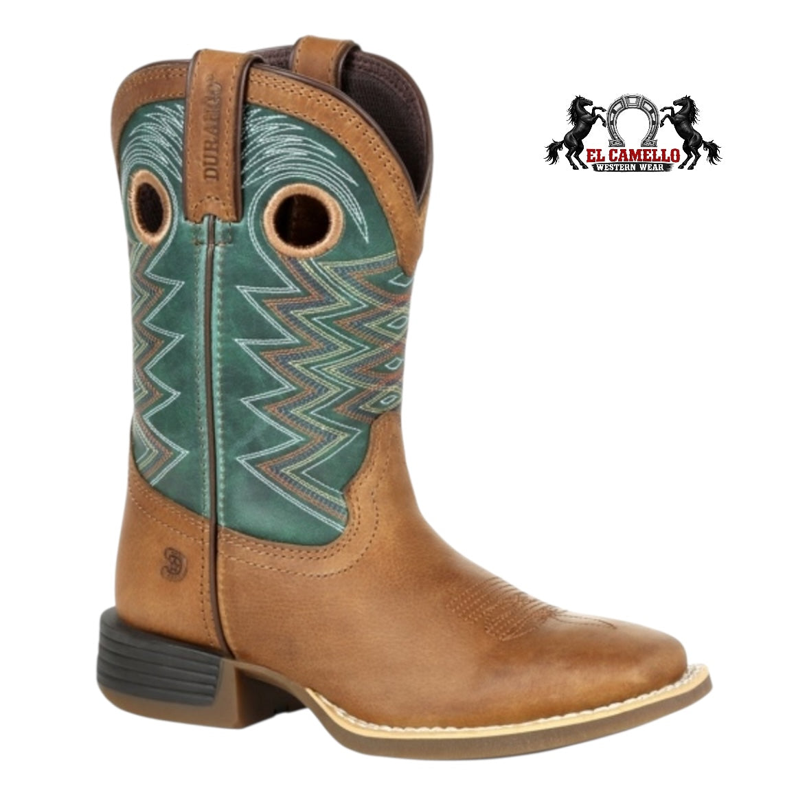 Durango Kids Lil’ Rebel Pro Wheat/Tidal Teal Western Boots DBT0224Y Square Toe