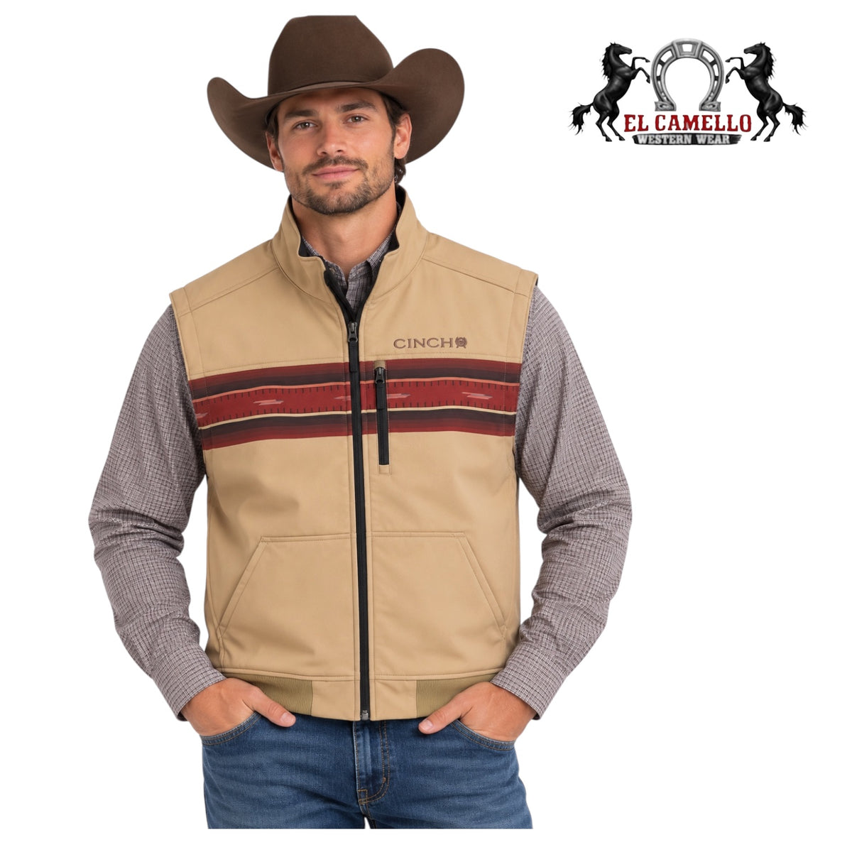 Cinch Men’s Tan Southwestern Stripe Vest