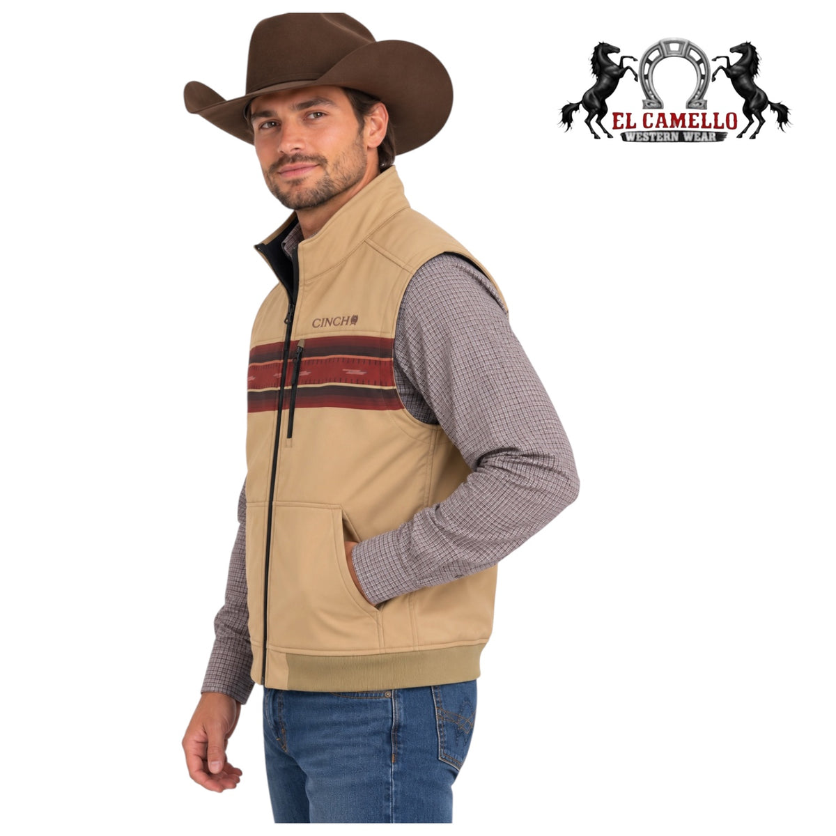 Cinch Men’s Tan Southwestern Stripe Vest
