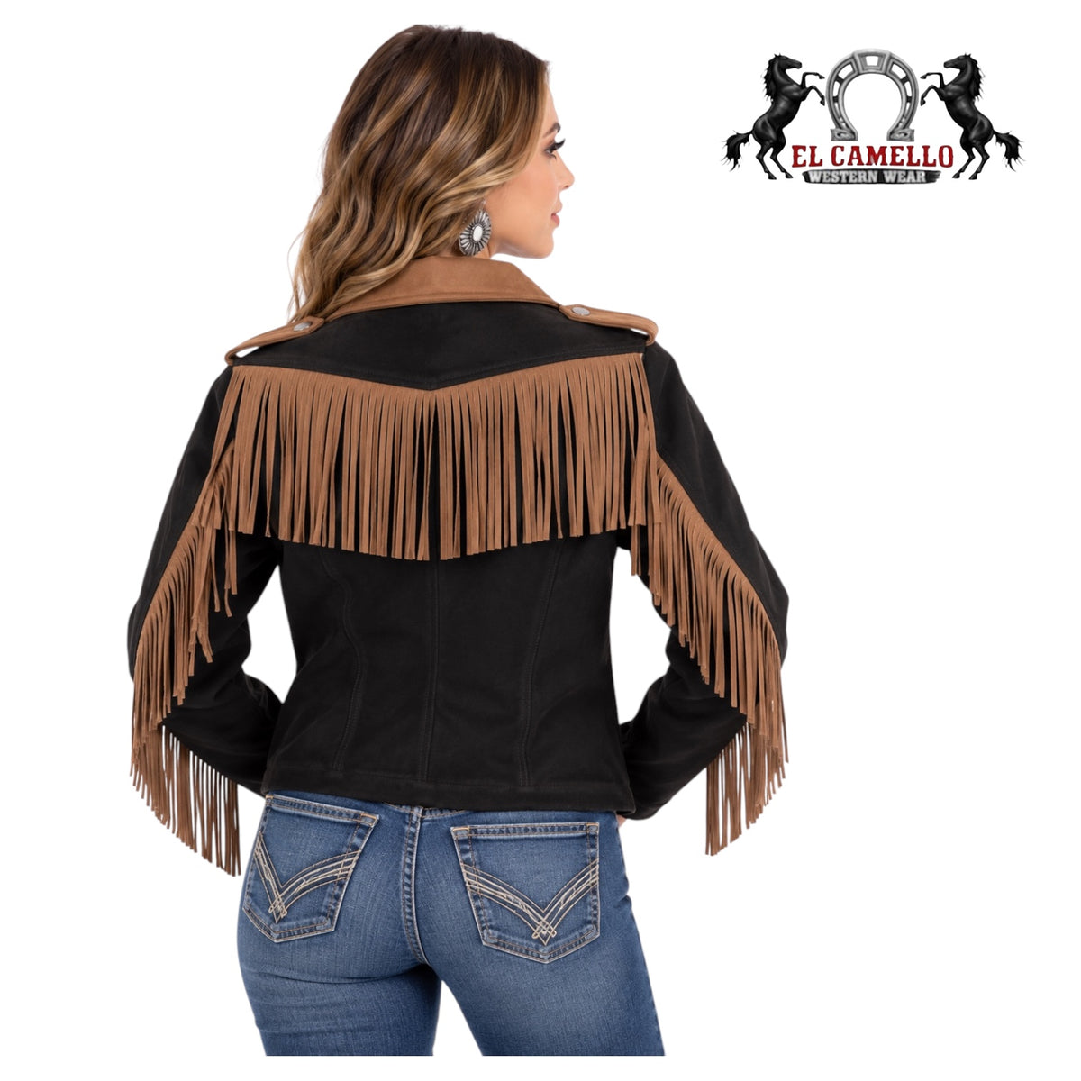 ROCK&ROLL Women’s Black & Tan Western Fringe Jacket