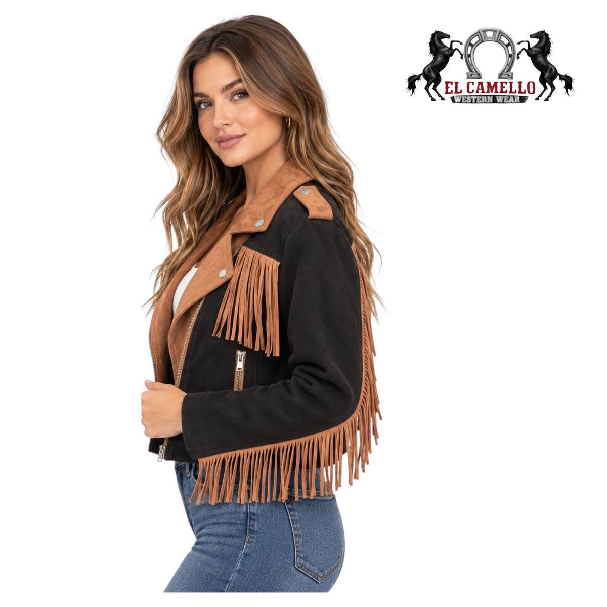 ROCK&ROLL Women’s Black & Tan Western Fringe Jacket