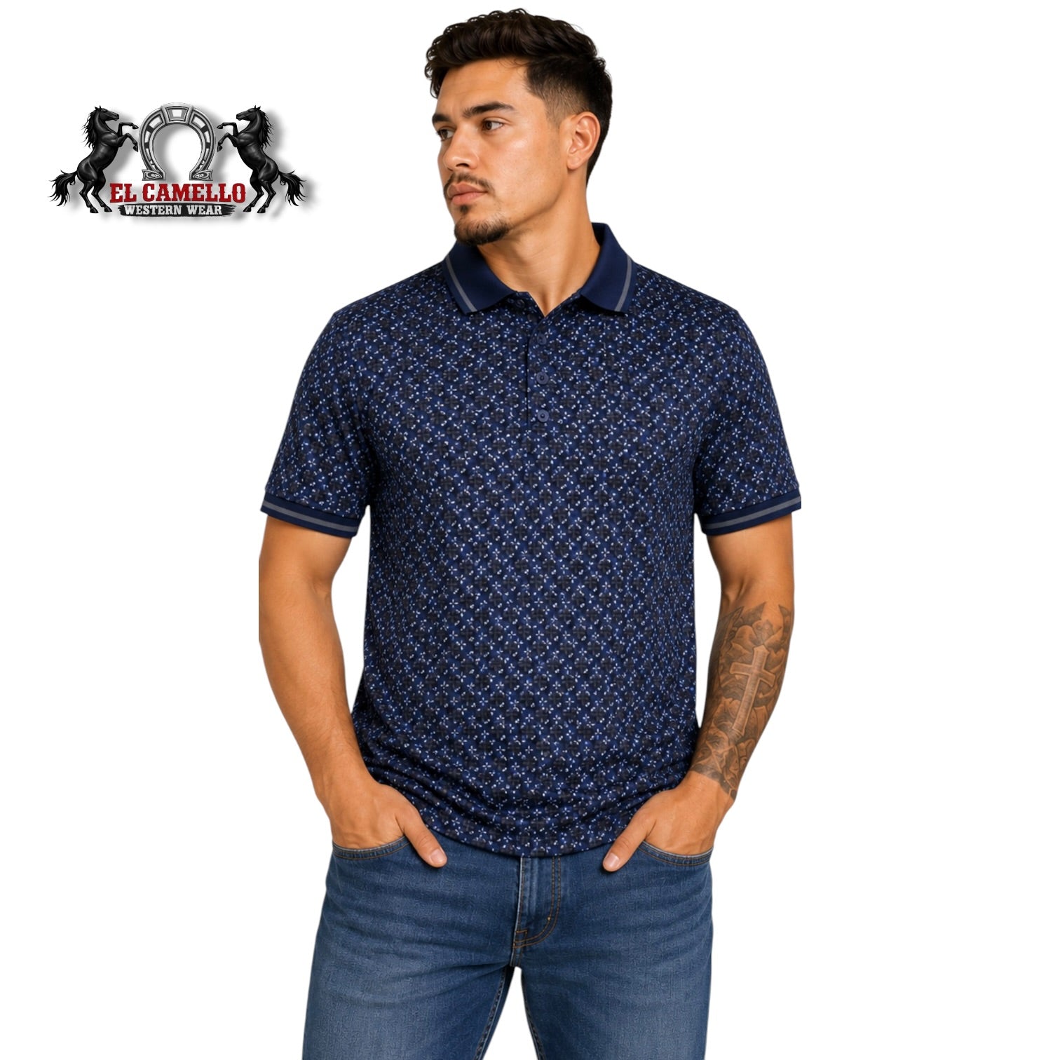Platini JPS11457 Men’s Blue Short Sleeve Knit Shirt