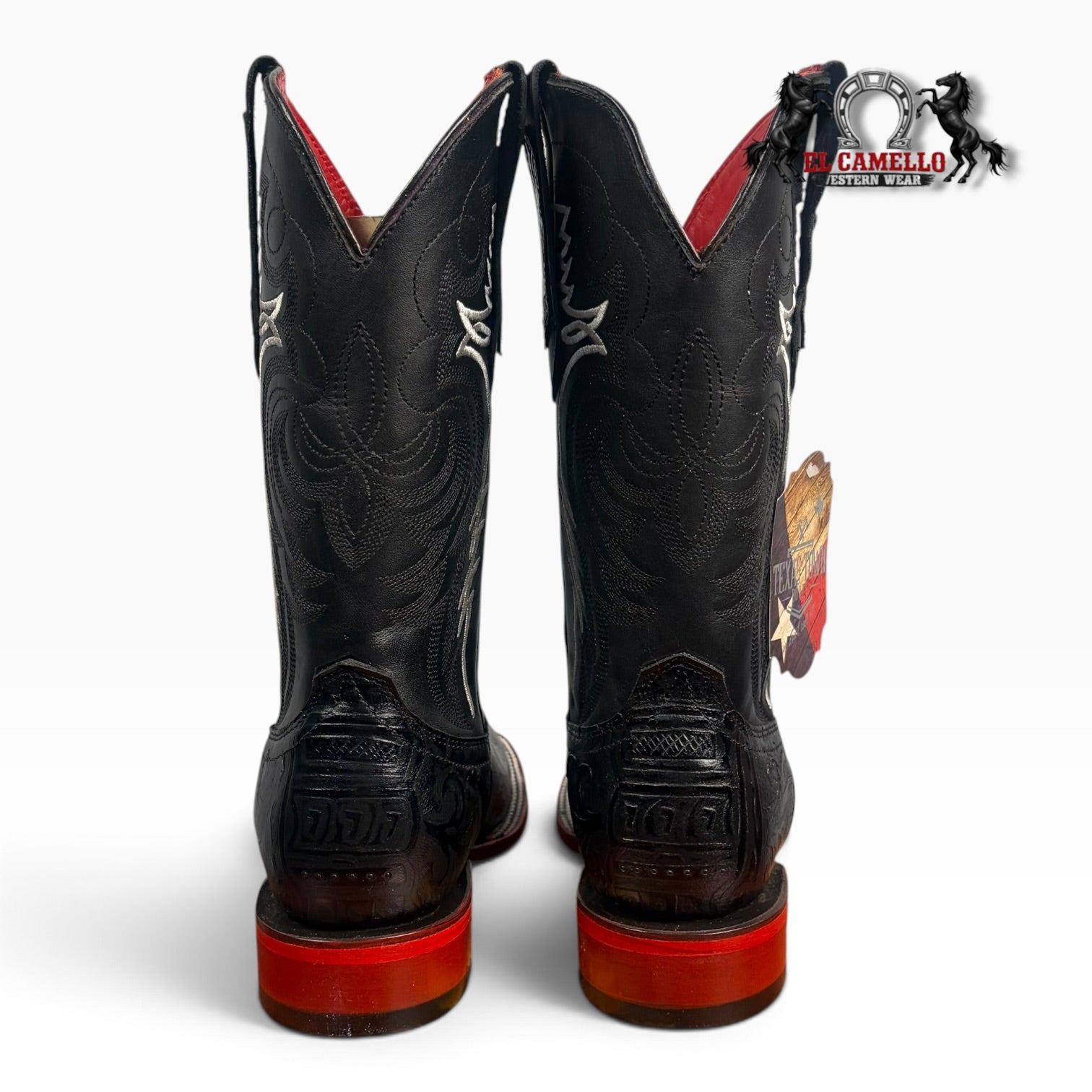 Texas Town Men’s Cincelado Negro & Napa Negro Western Boots – TTBM4320