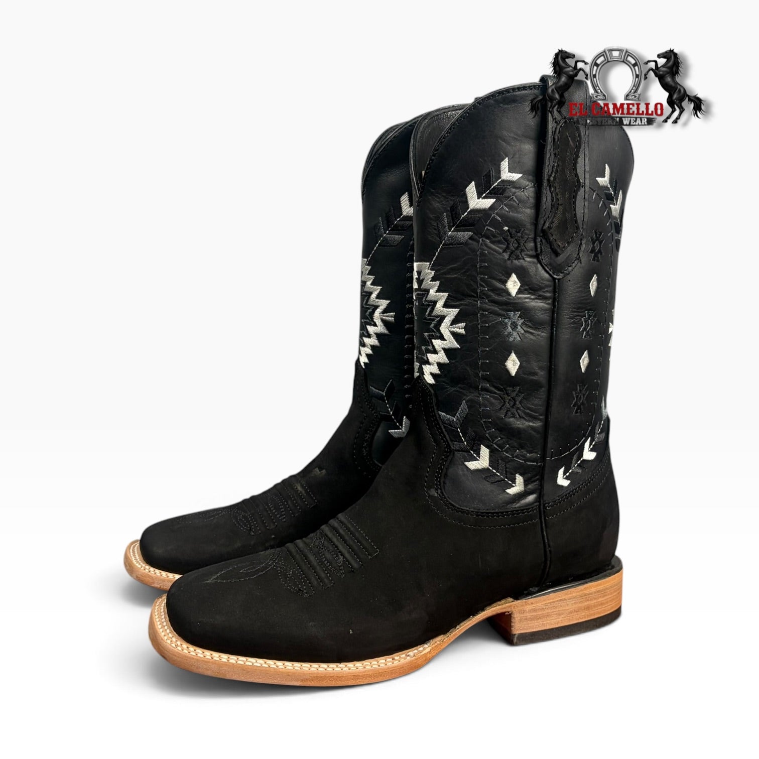 Texas Town Men’s Nobuck Negro & Napa Negro Western Boots – TTBM4290