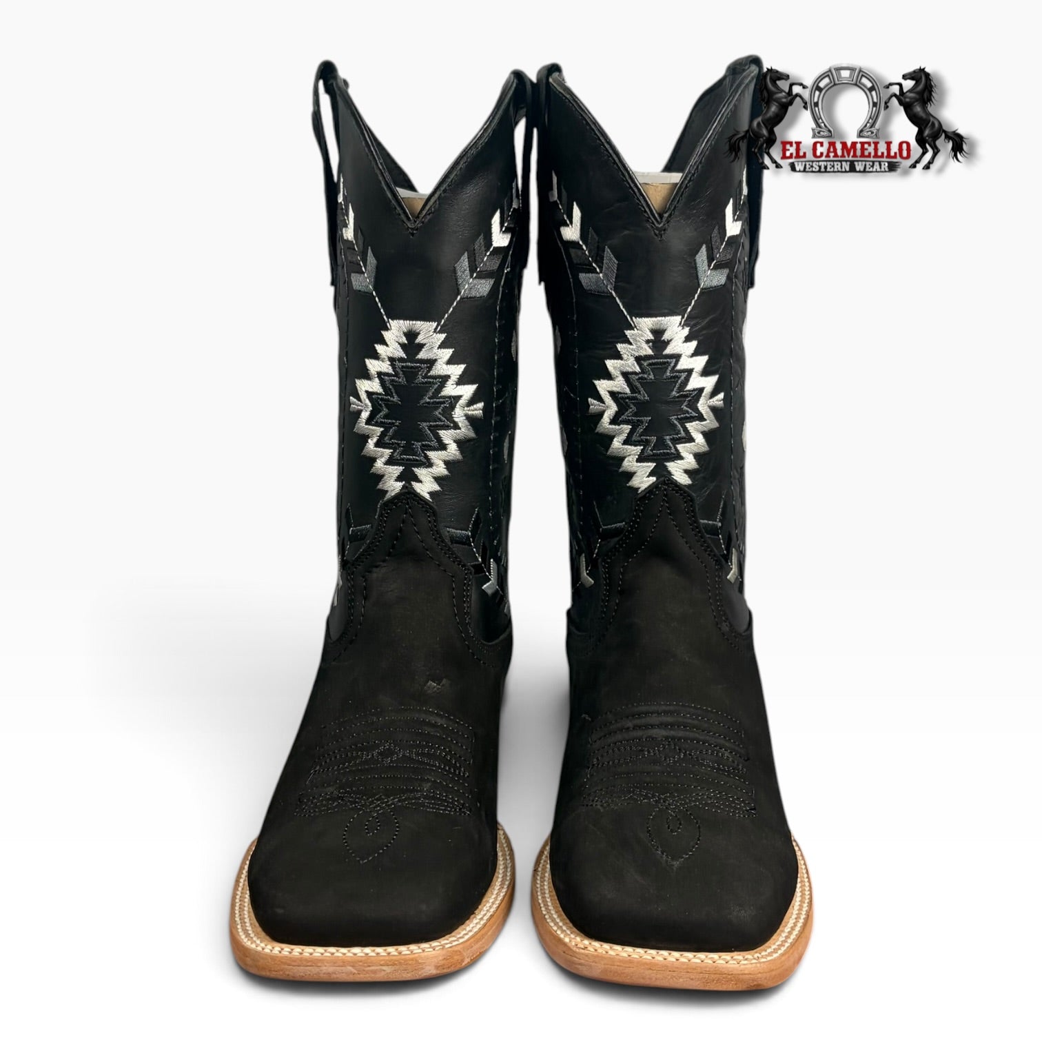 Texas Town Men’s Nobuck Negro & Napa Negro Western Boots – TTBM4290