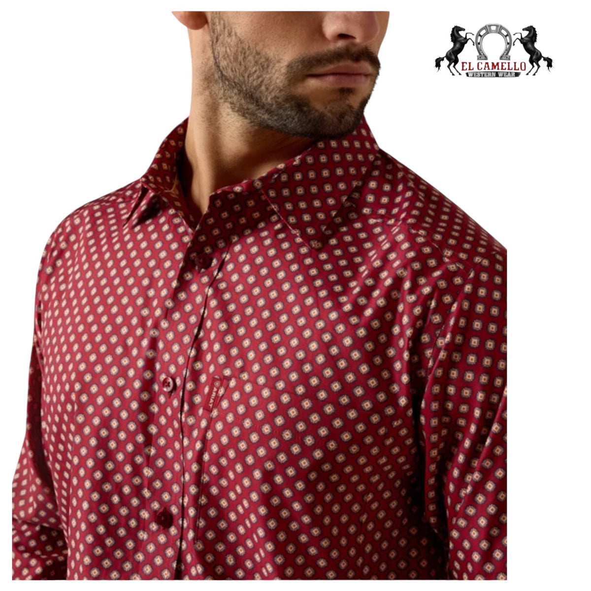 ARIAT EVERYTHING BIKING RED PRINT - MENS SHIRT - 10079807