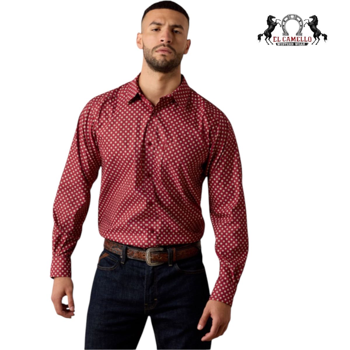 ARIAT EVERYTHING BIKING RED PRINT - MENS SHIRT - 10079807