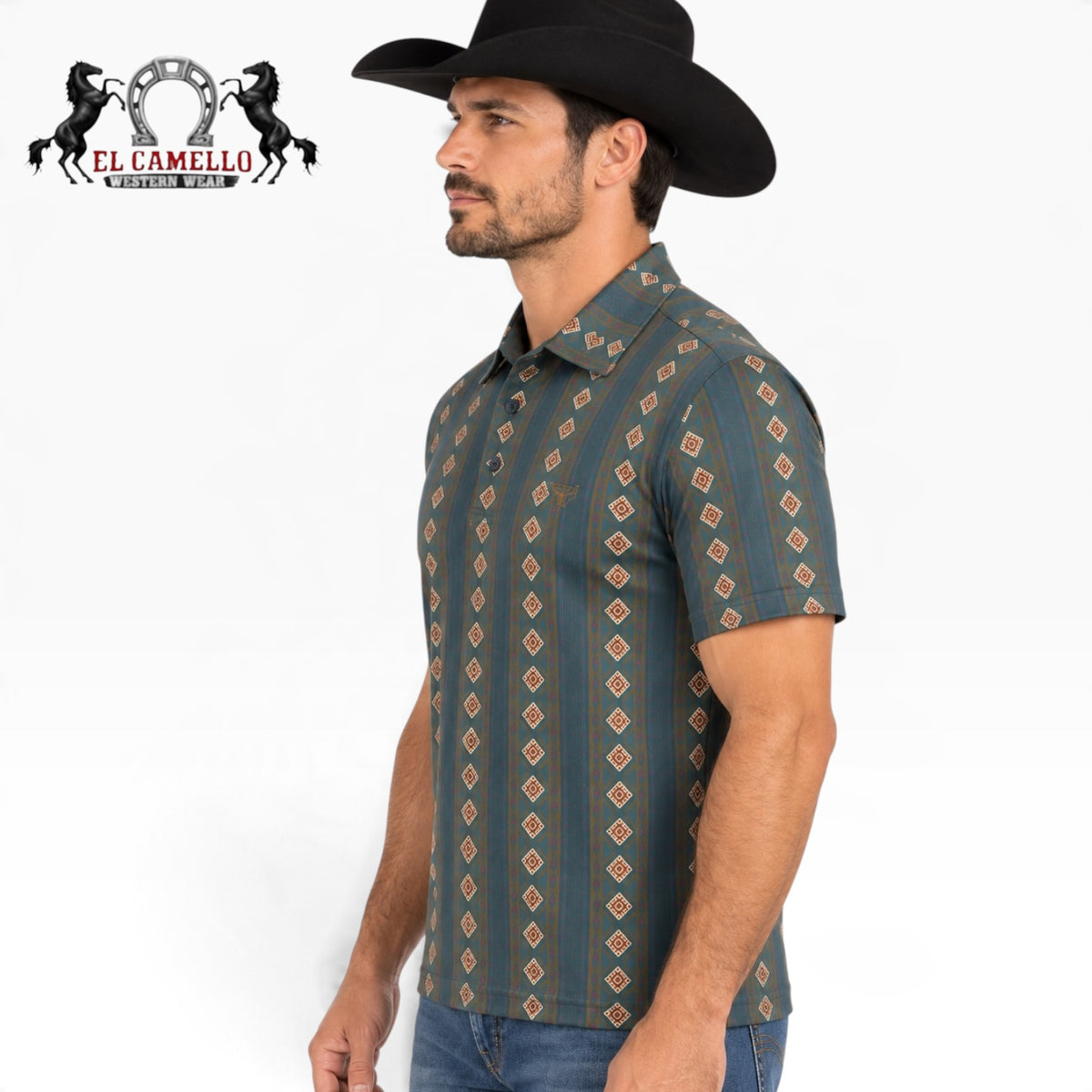 Platini Men’s Teal Geometric T-Shirt – PGP11442