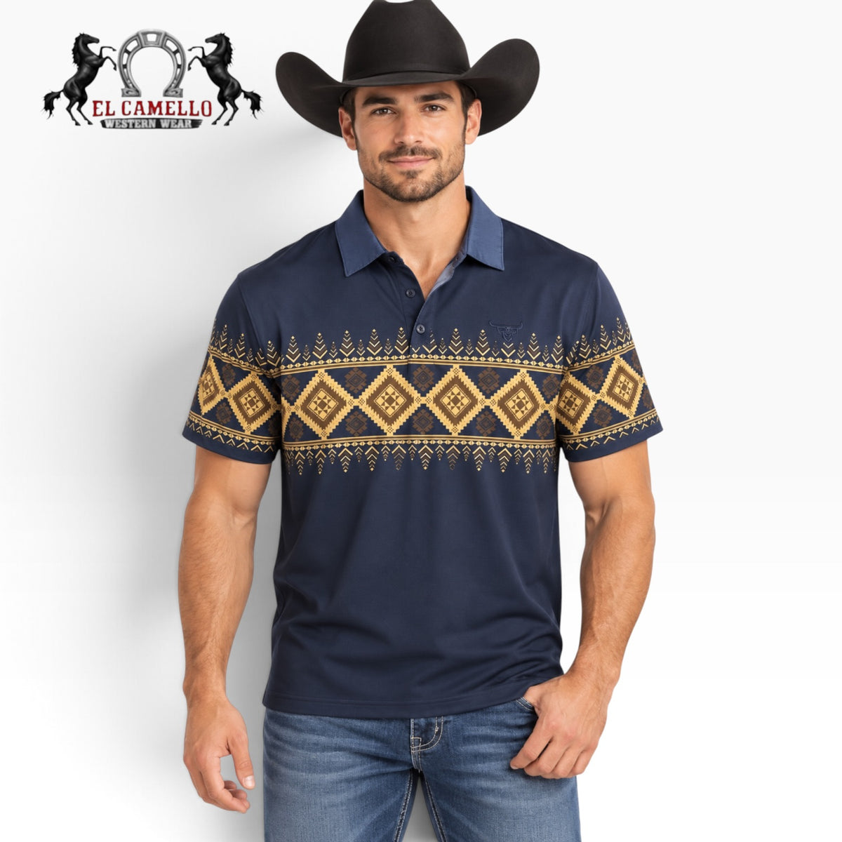 Platini Men’s Black & Gold Geometric T-Shirt – PGP11447