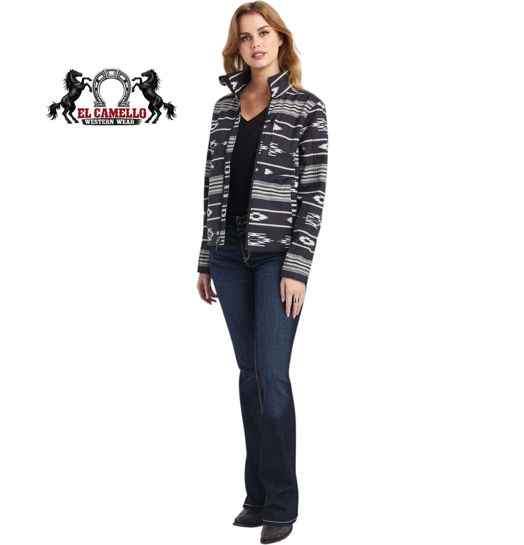Ariat Women’s Black Aztec Softshell Jacket – Full Zip Western Performance Jacket
10042135