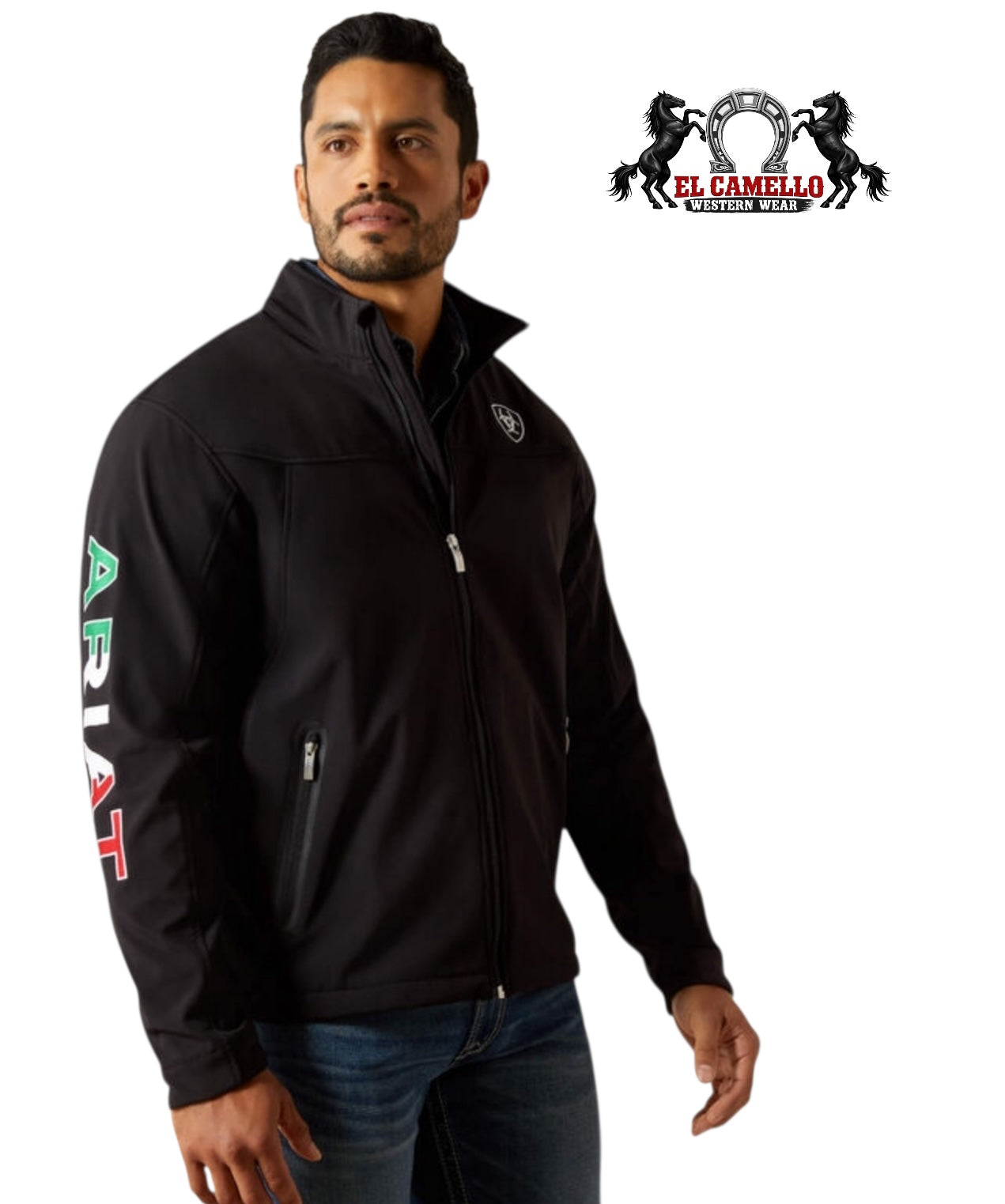 Ariat Men’s Black Mexico Flag Softshell Jacket – Full Zip Western Performance Jacket
10031424