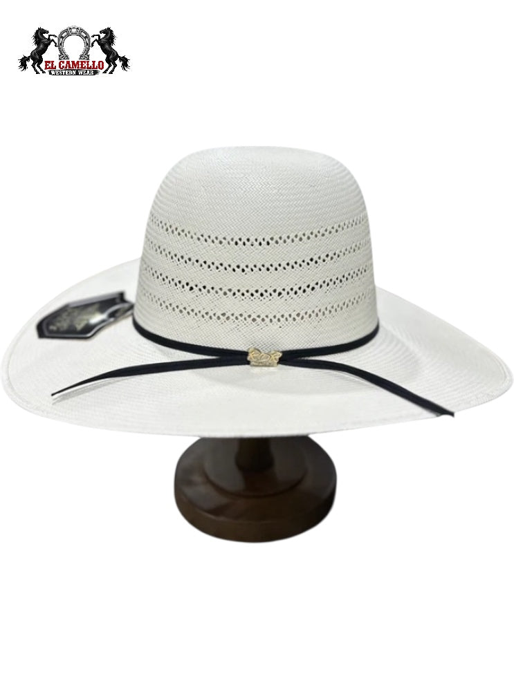 30X RDR White Straw Western Cowboy Hat – Ventilated Crown with Wide Brim