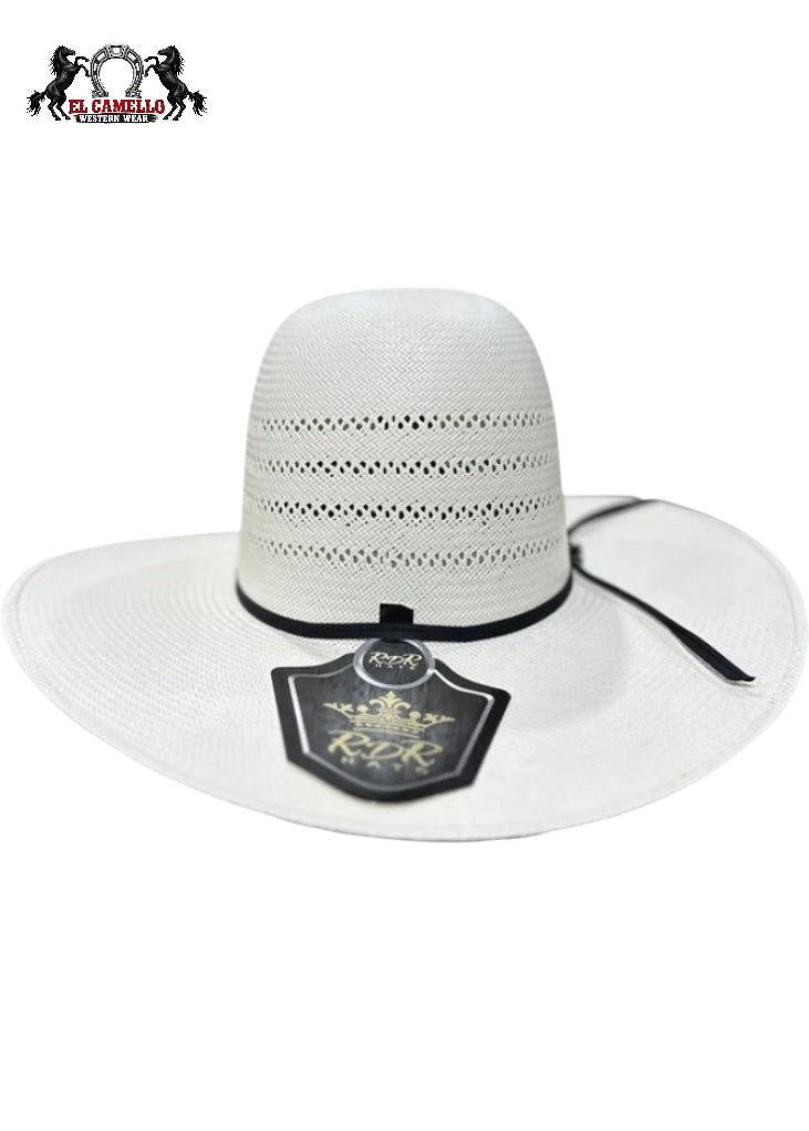 30X RDR White Straw Western Cowboy Hat – Ventilated Crown with Wide Brim