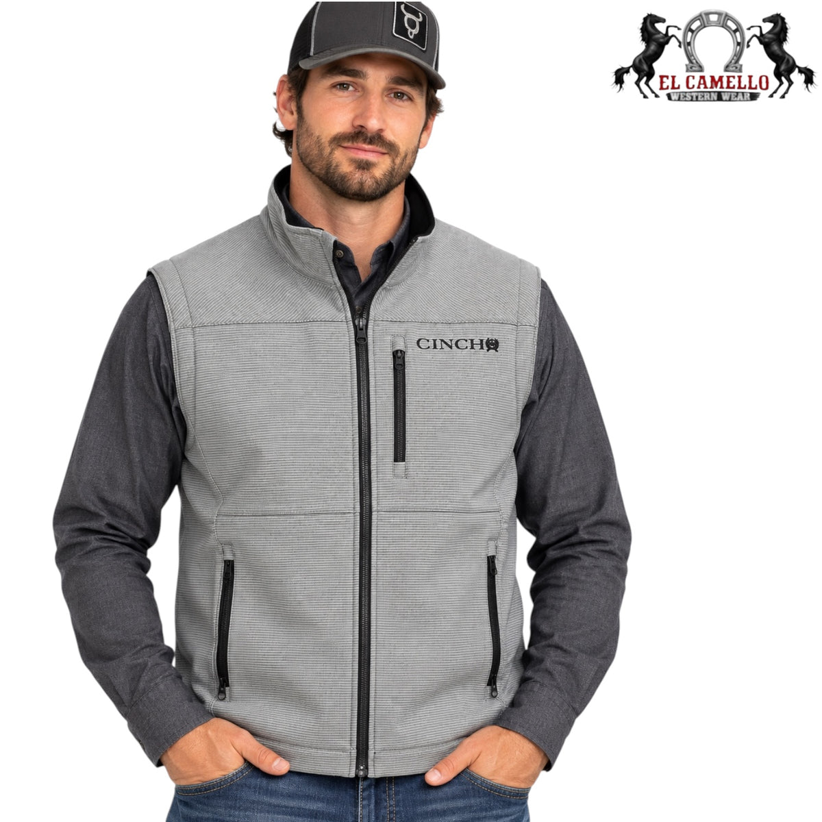 CINCH MENS GRAY VEST MWV1515023