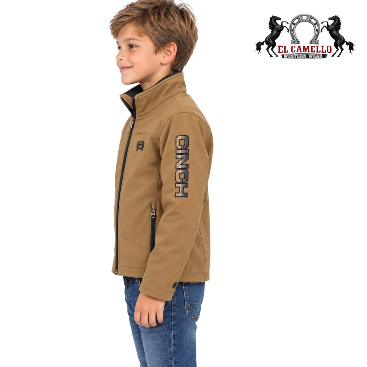CINCH Boys’ Tan Softshell Full-Zip Western Jacket