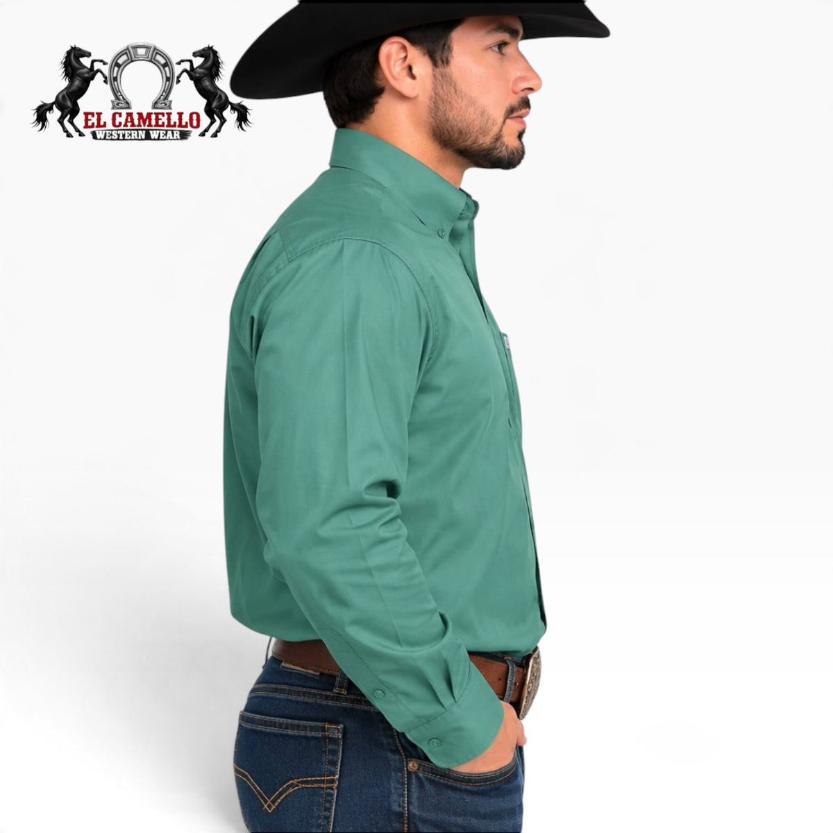 CINCH Men’s Green Solid Modern Fit Long Sleeve Western Shirt – MTW7060355 GRN
