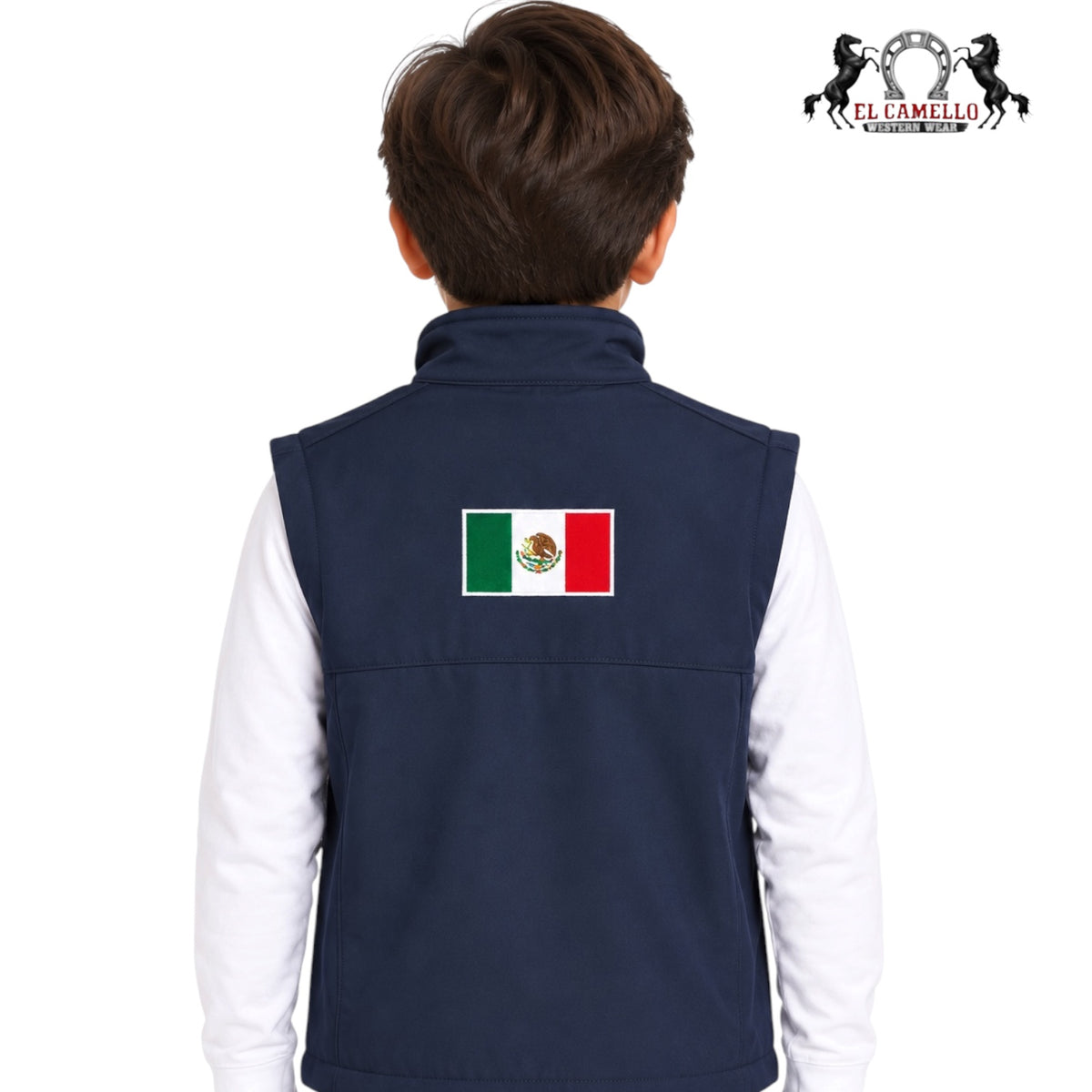 Boys’ Navy Blue Mexican Flag Softshell Western Vest