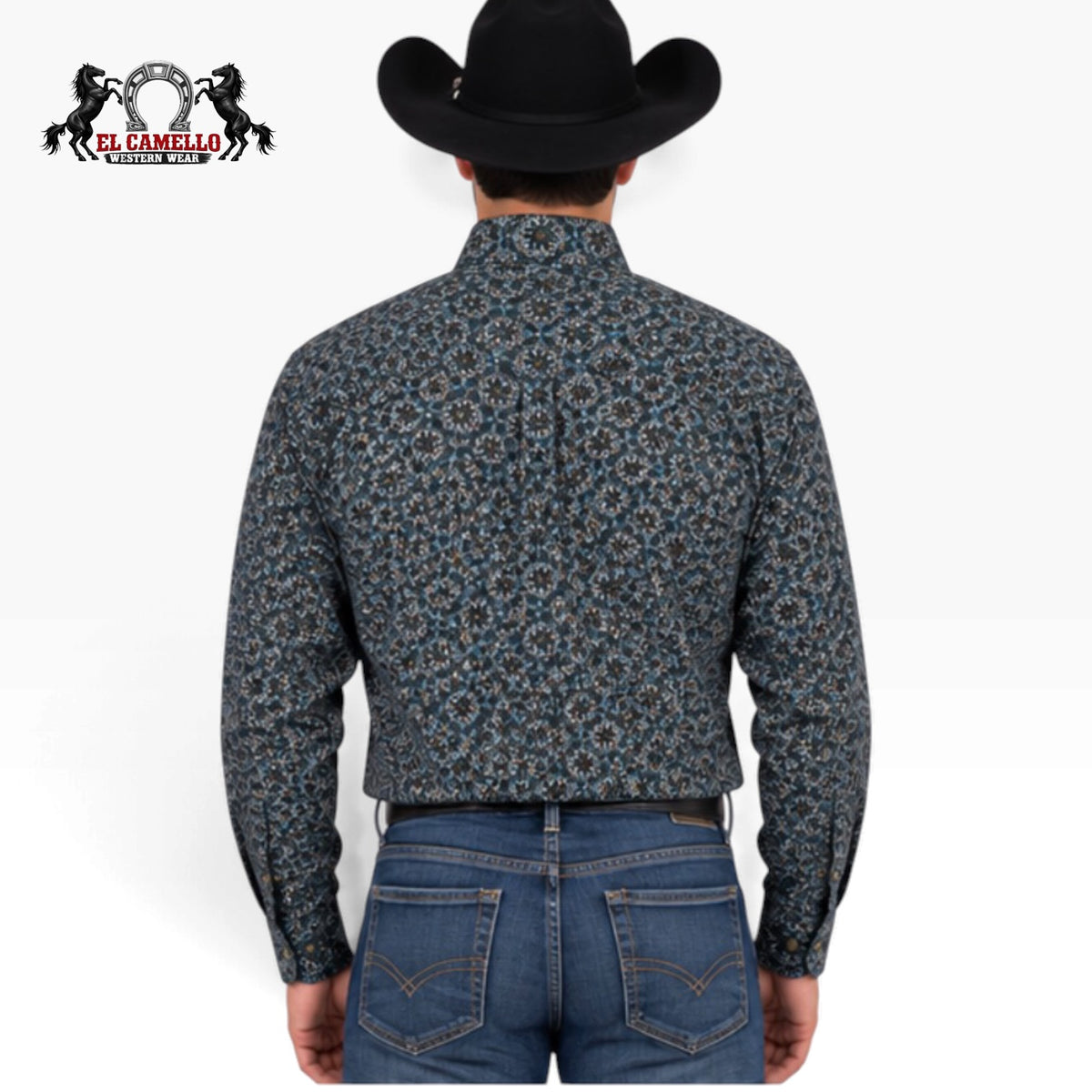 ROCK&ROLL Men's Blue Floral Long Sleeve Western Shirt – BMB2S05440