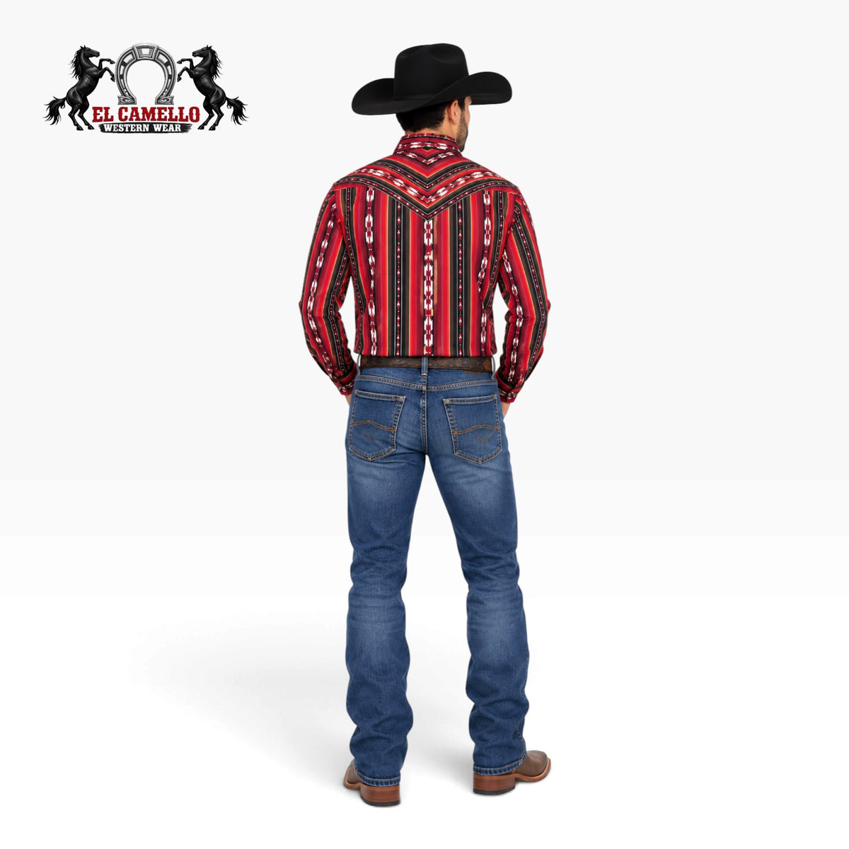 ROCK&ROLL Men's Red Aztec Stripe Long Sleeve Western Shirt – BMN2S07656