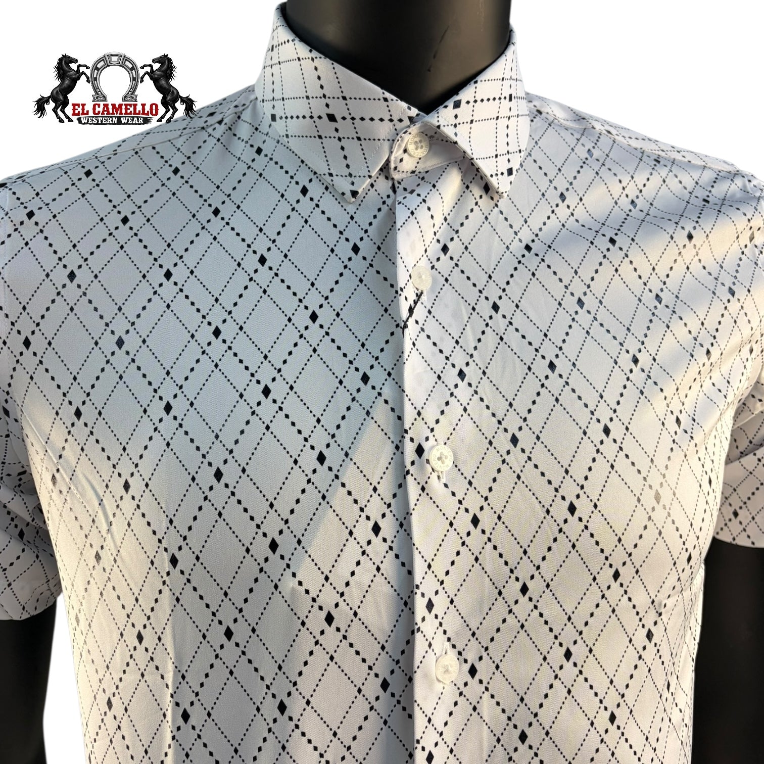 Montero Men’s White Short Sleeve Shirt MT0829 Textured Pattern Button-Up Classic Fit