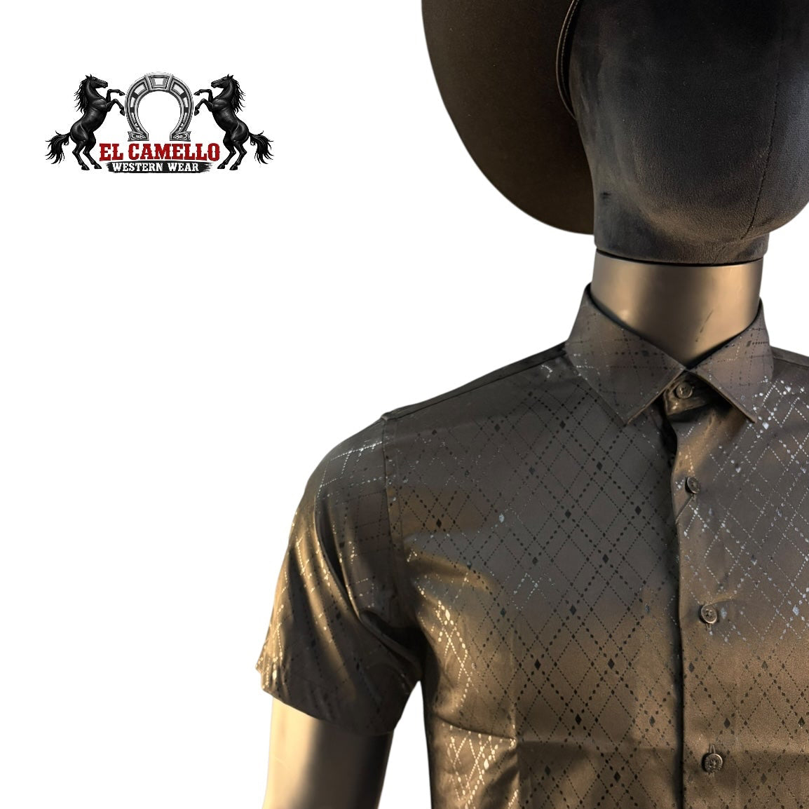 Montero Men’s Black Short Sleeve Shirt Textured Pattern Button-Up Classic Fit MT0829