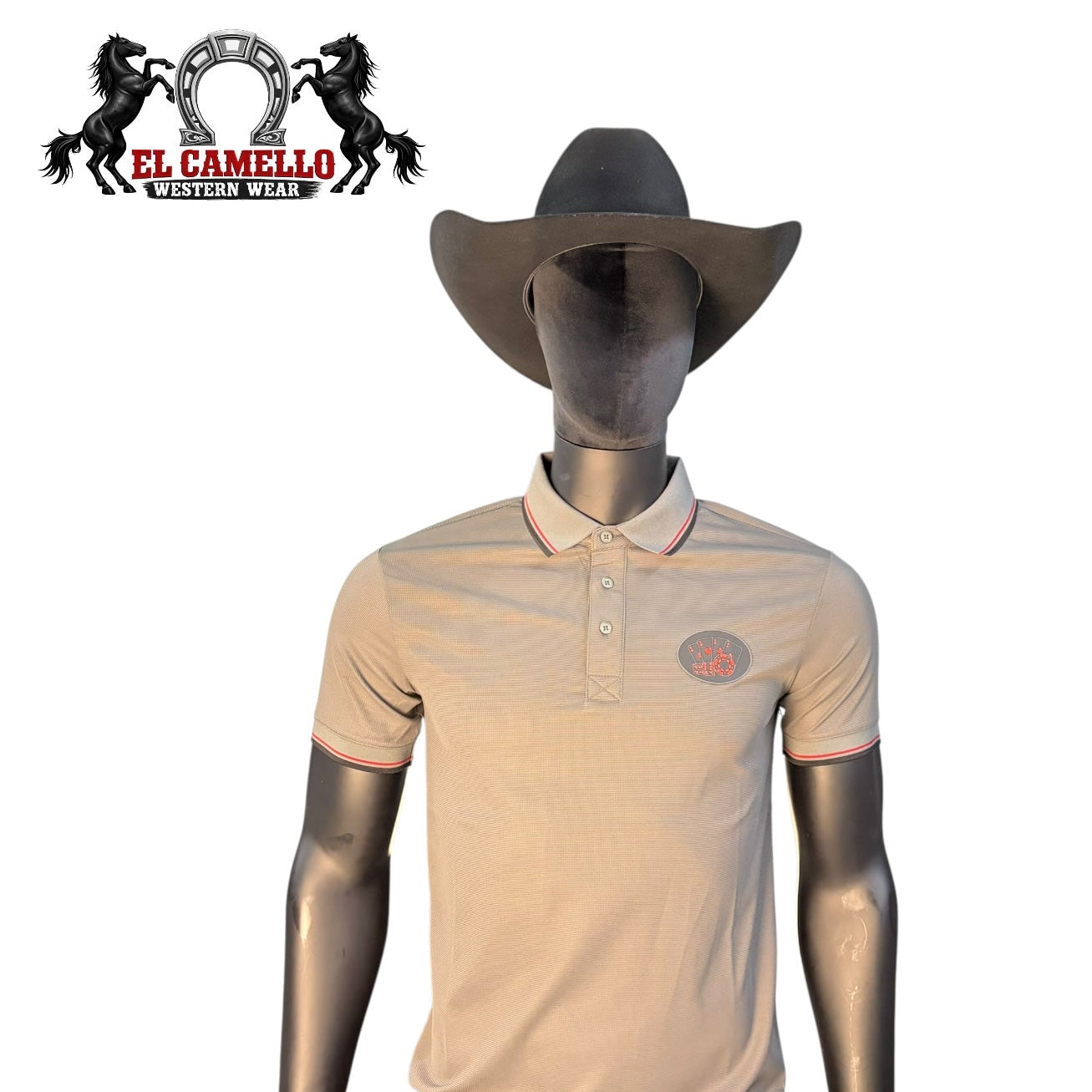 Lamasini Men’s Grey Polo Shirt LAM3881 Short Sleeve with Red Trim Classic Fit