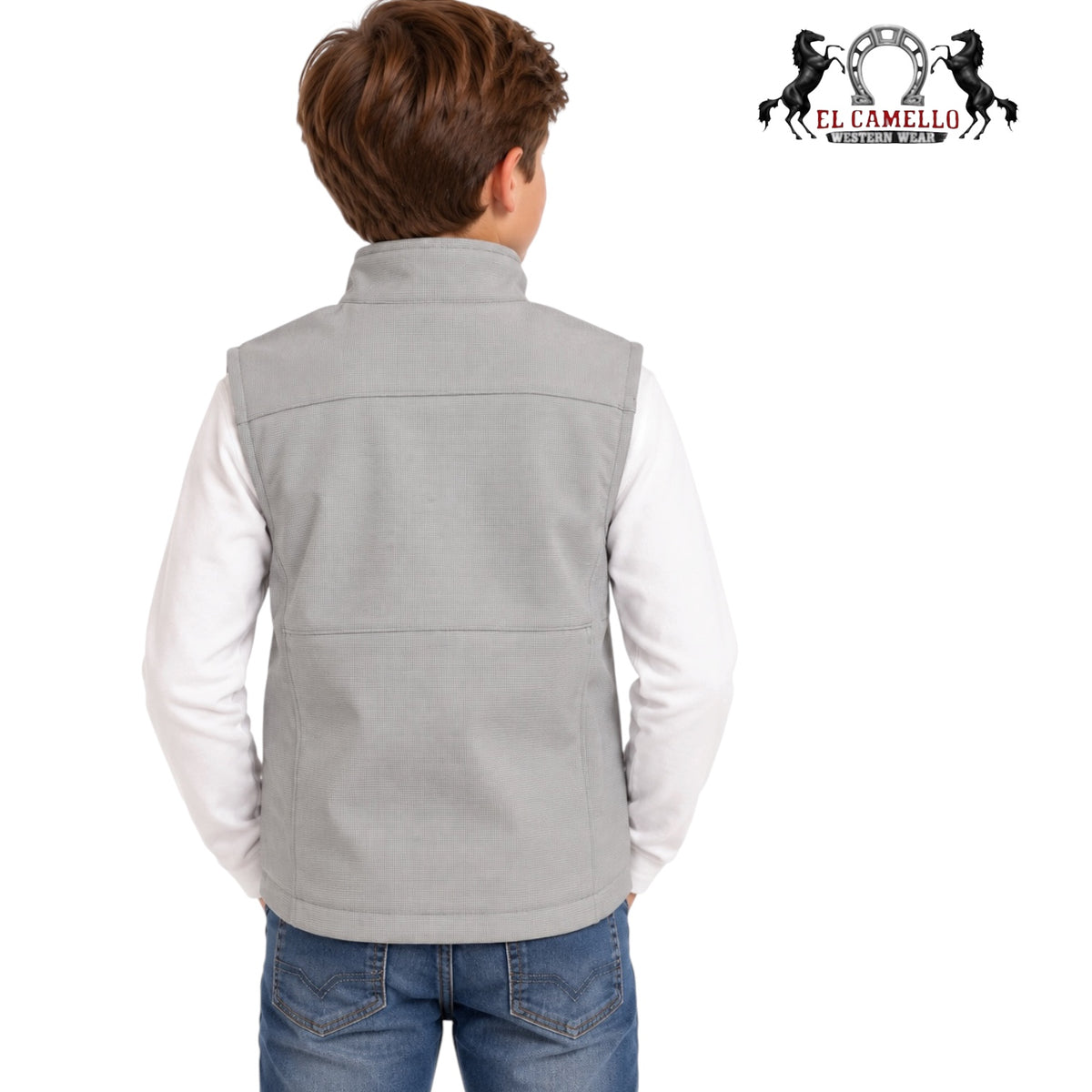 CINCH Boys’ Light Gray Softshell Western Vest