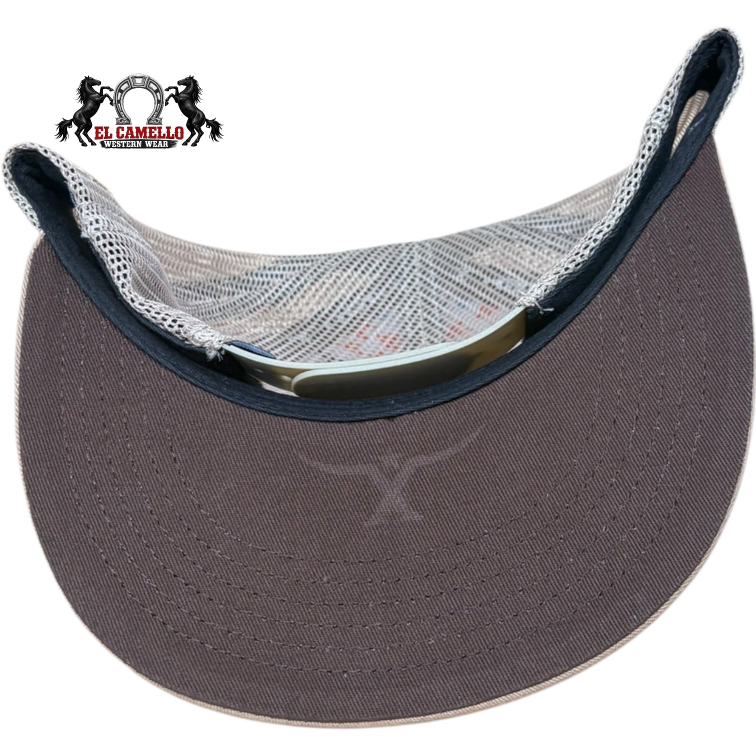 Texhorn Tan & Brown Longhorn Embroidered Mesh Back Snapback Cap