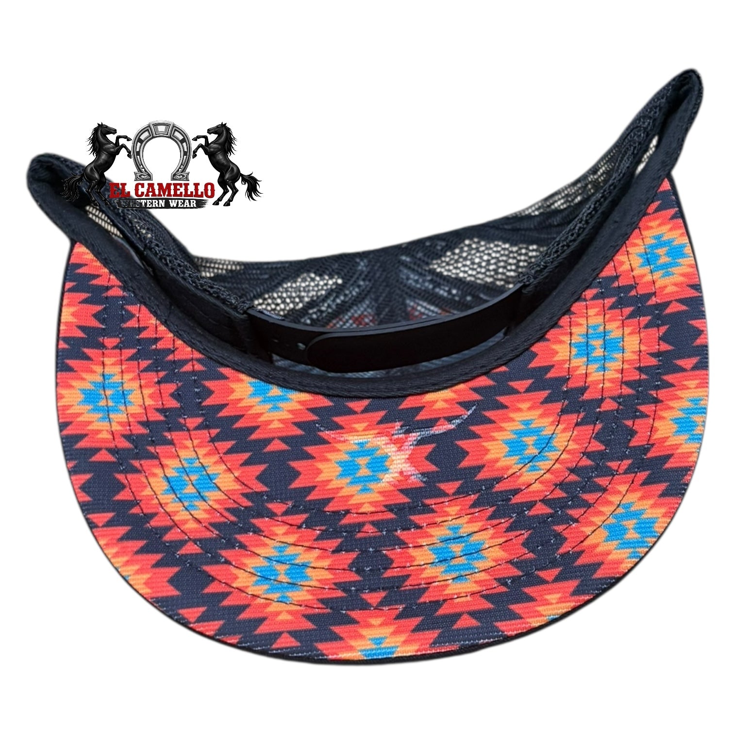 Texhorn Black Bull Head Aztec Embroidered Mesh Back Snapback Cap