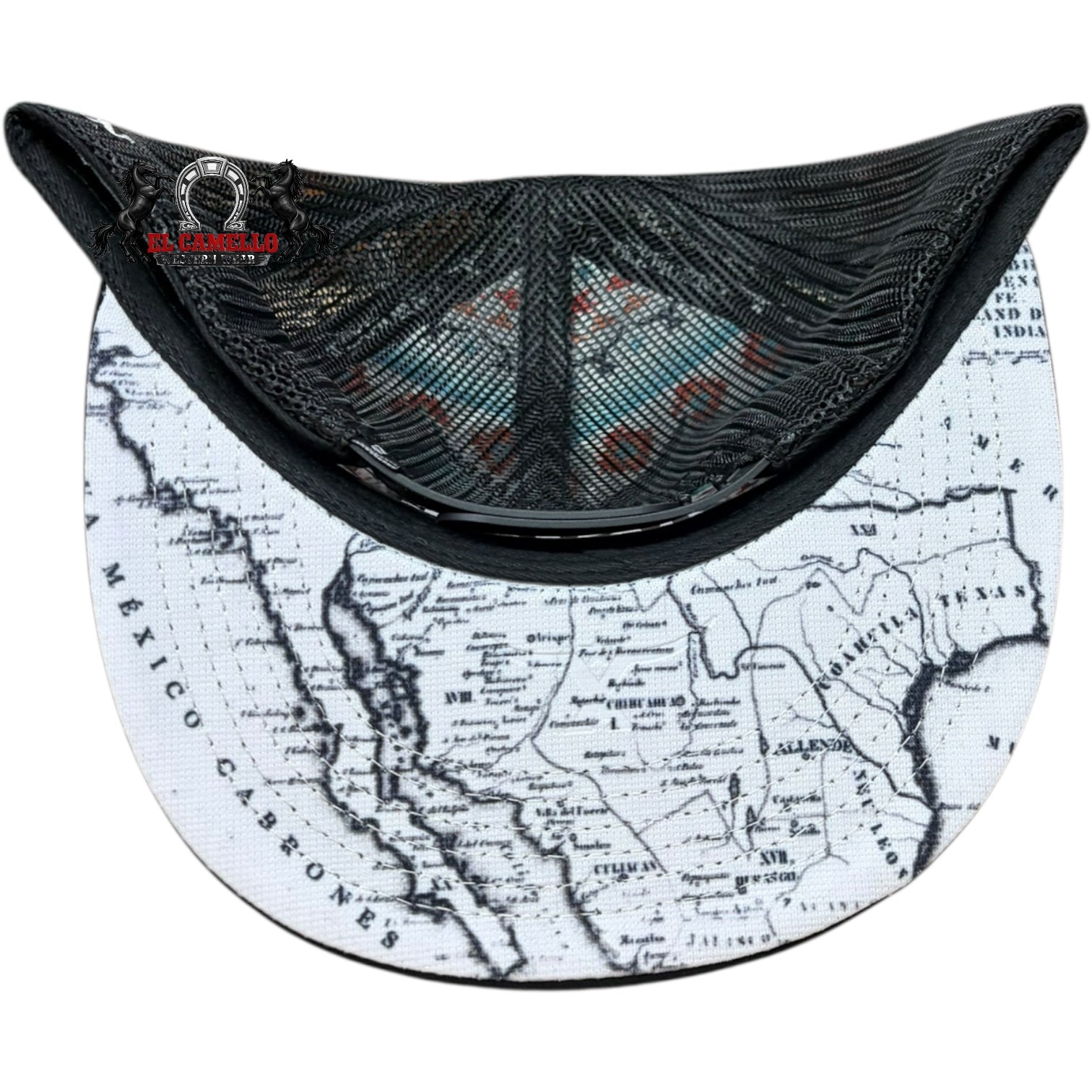 Texhorn Black & White Longhorn Aztec Embroidered Mesh Back Snapback Cap