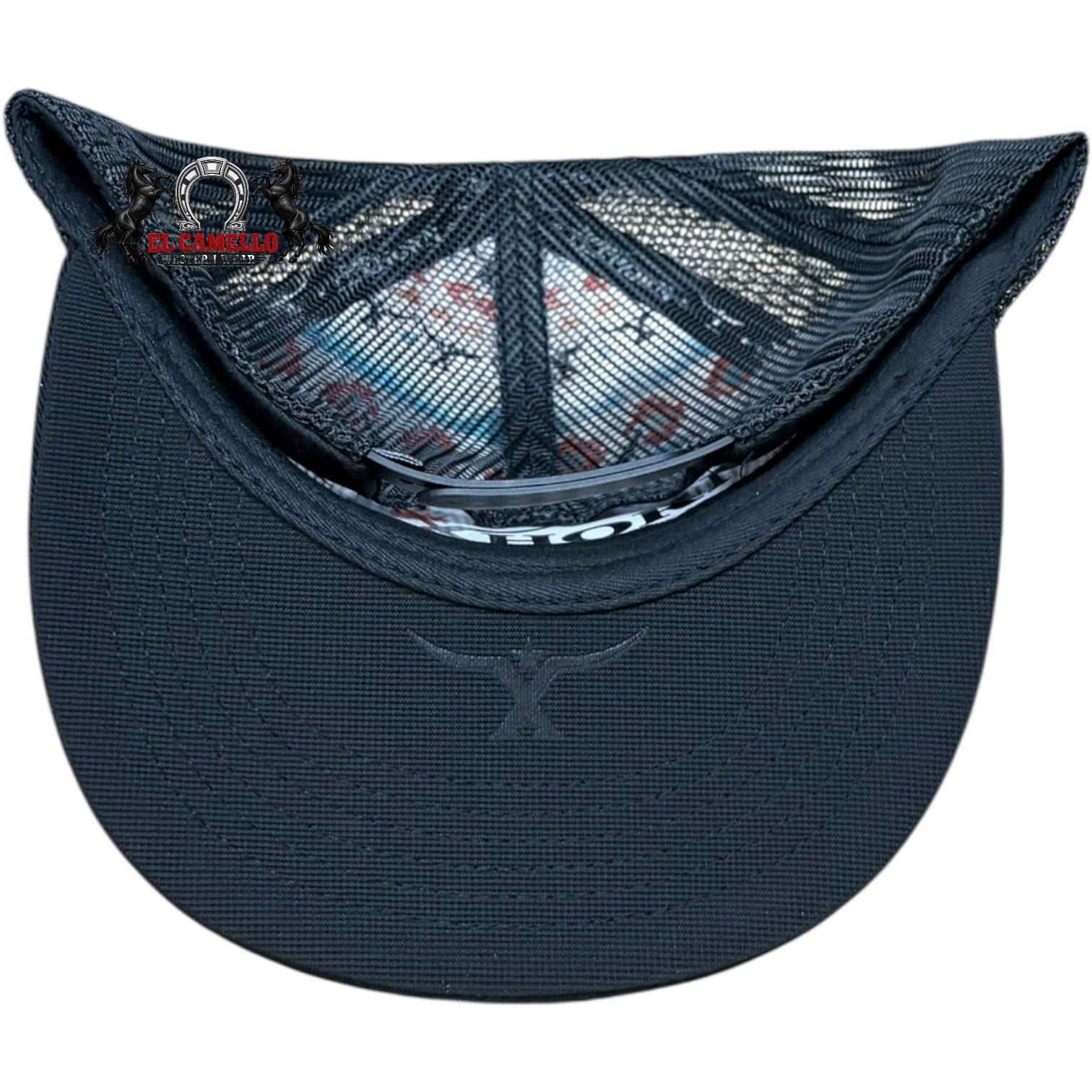 Texhorn All-Black Longhorn Embroidered Mesh Back Snapback Cap