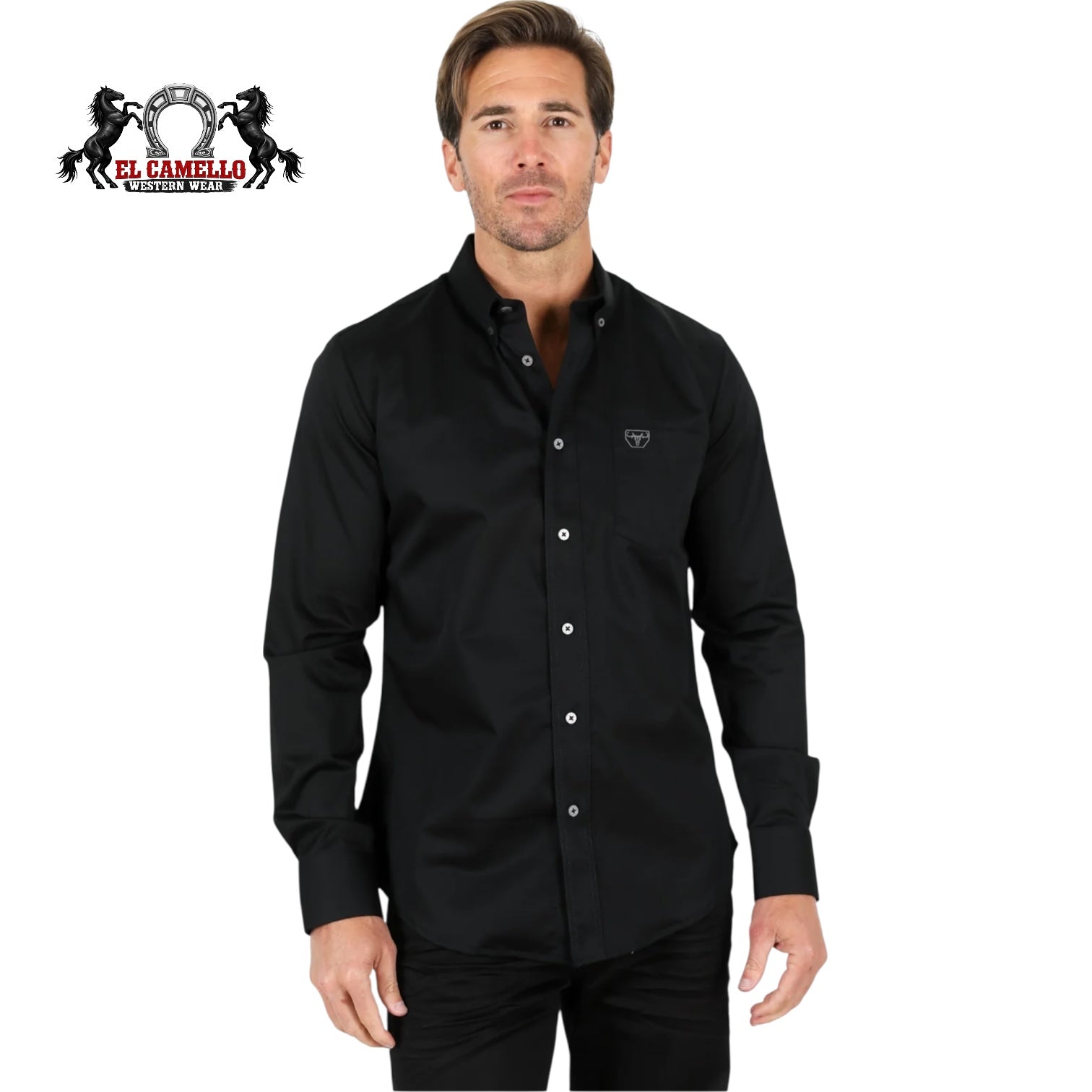 Platini Men’s Solid Black Long Sleeve Button-Down Shirt
CtL9258