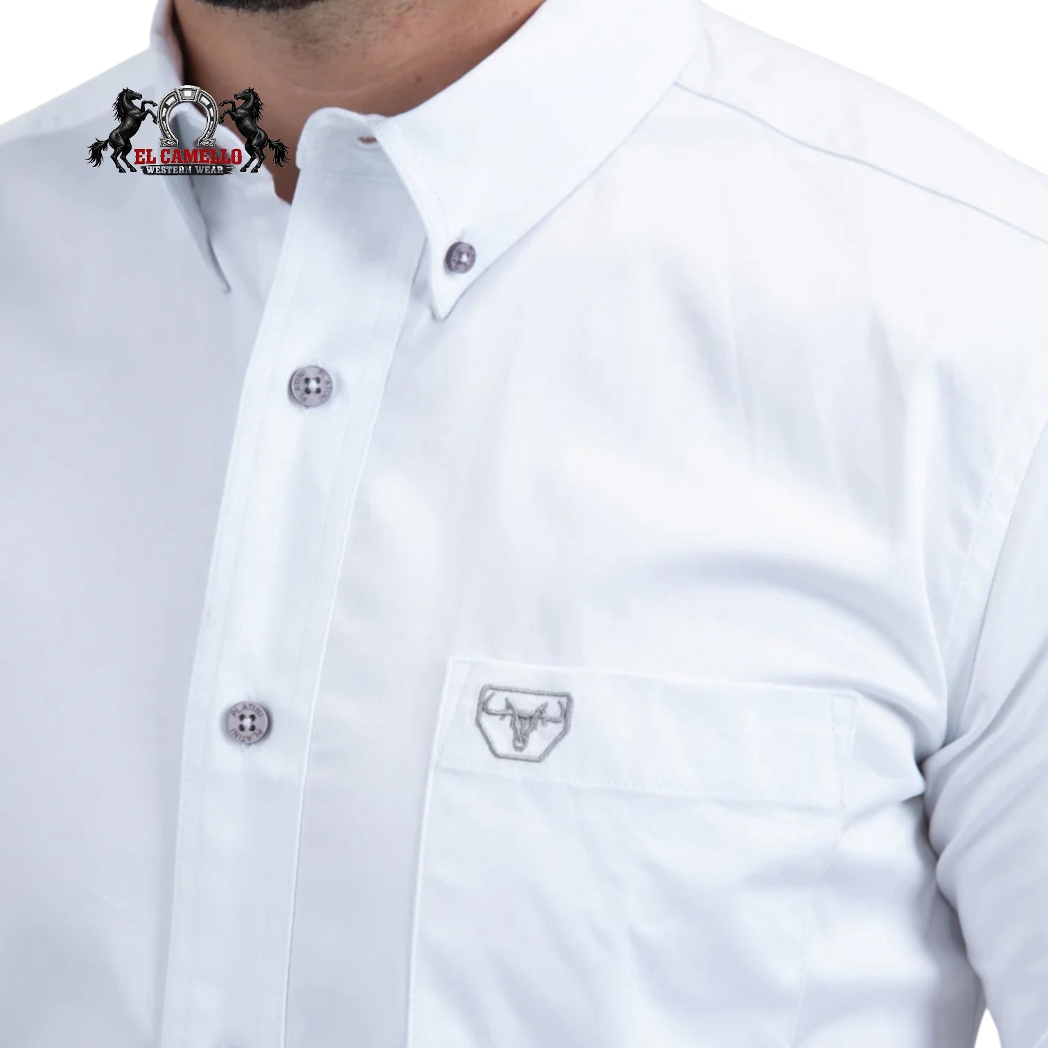 Platini Men’s White Stretch Short Sleeve Button-Down Dress Shirt CTS9259
