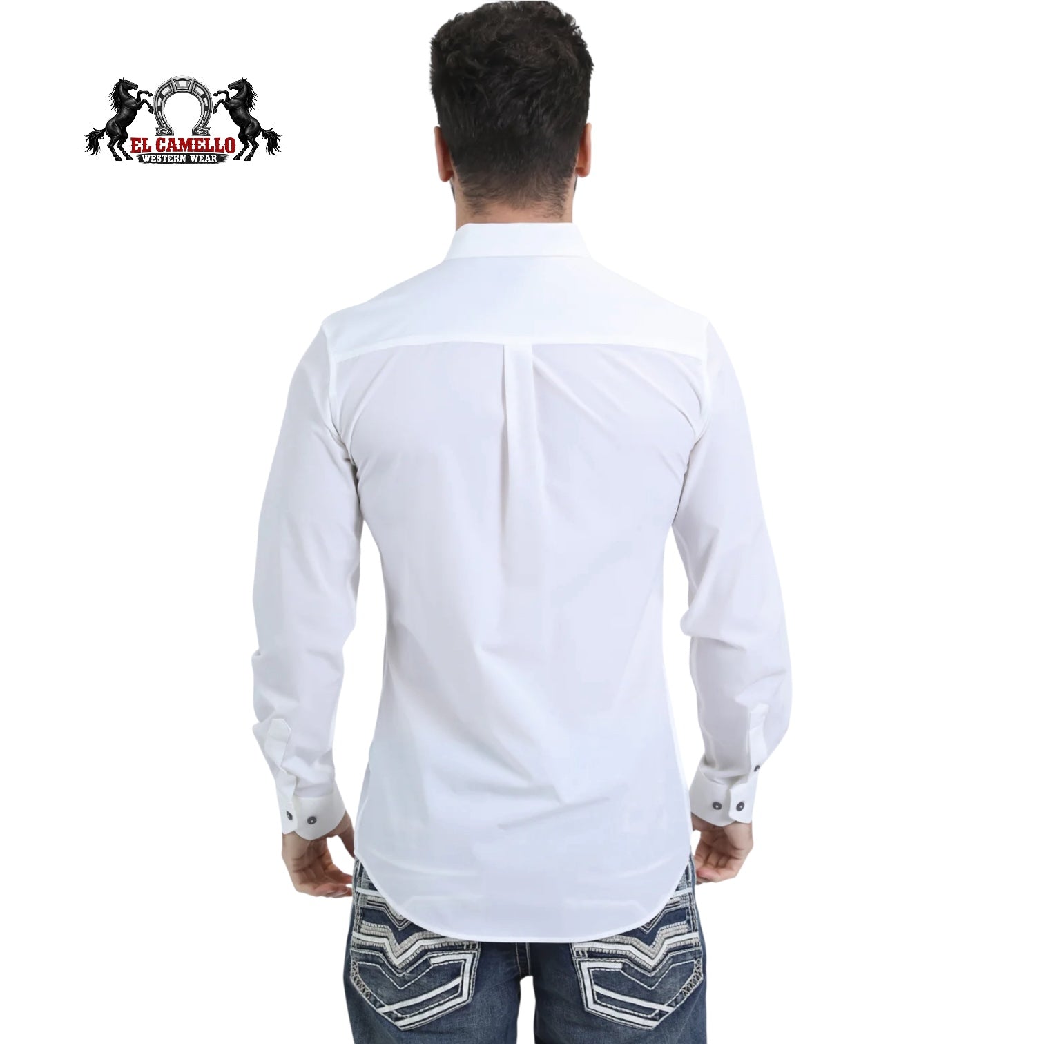 Platini Men’s White Stretch Button-Down Long Sleeve Dress Shirt CTL9259