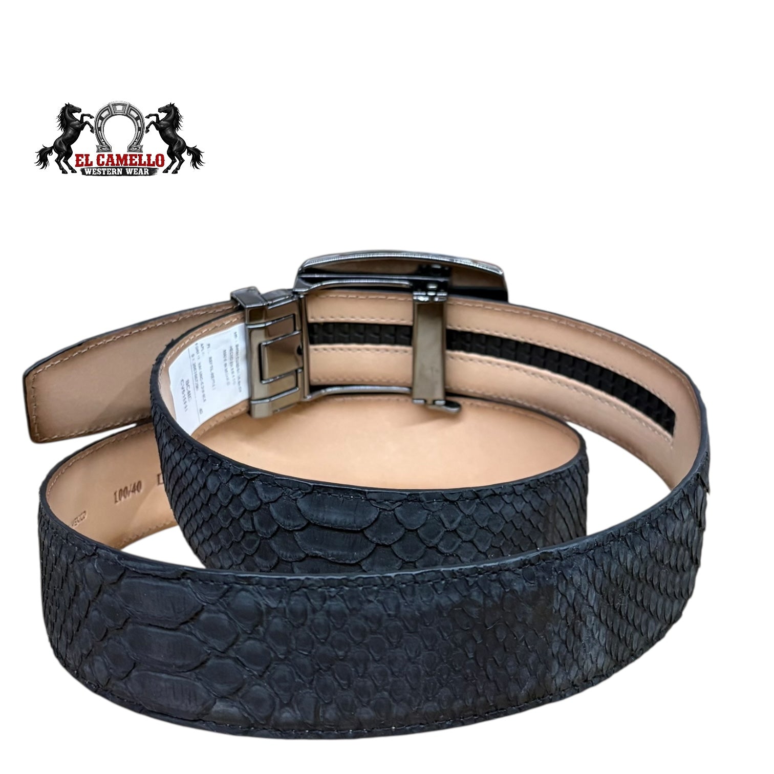 Cuadra BC483 Men’s Black Exotic Leather Western Belt – Matte Piton