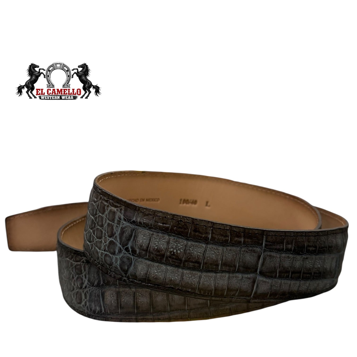 Cuadra Men’s Exotic Leather Belt BC481 – Black Croc Texture with Logo Buckle