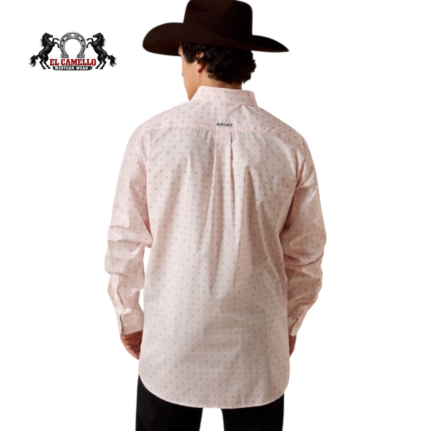 Ariat Men’s Barely Pink Geo Print Long Sleeve Western Shirt 10073690