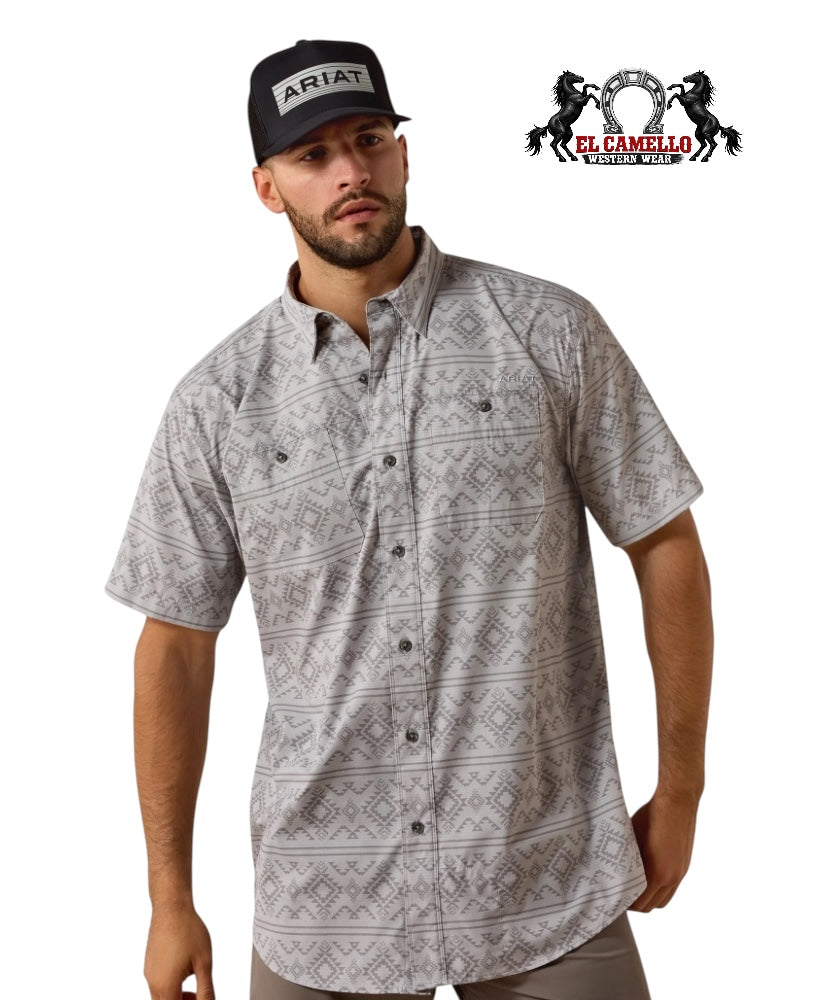 Ariat Men’s Sleet Geo Print Short Sleeve Button-Up Shirt – 10063439