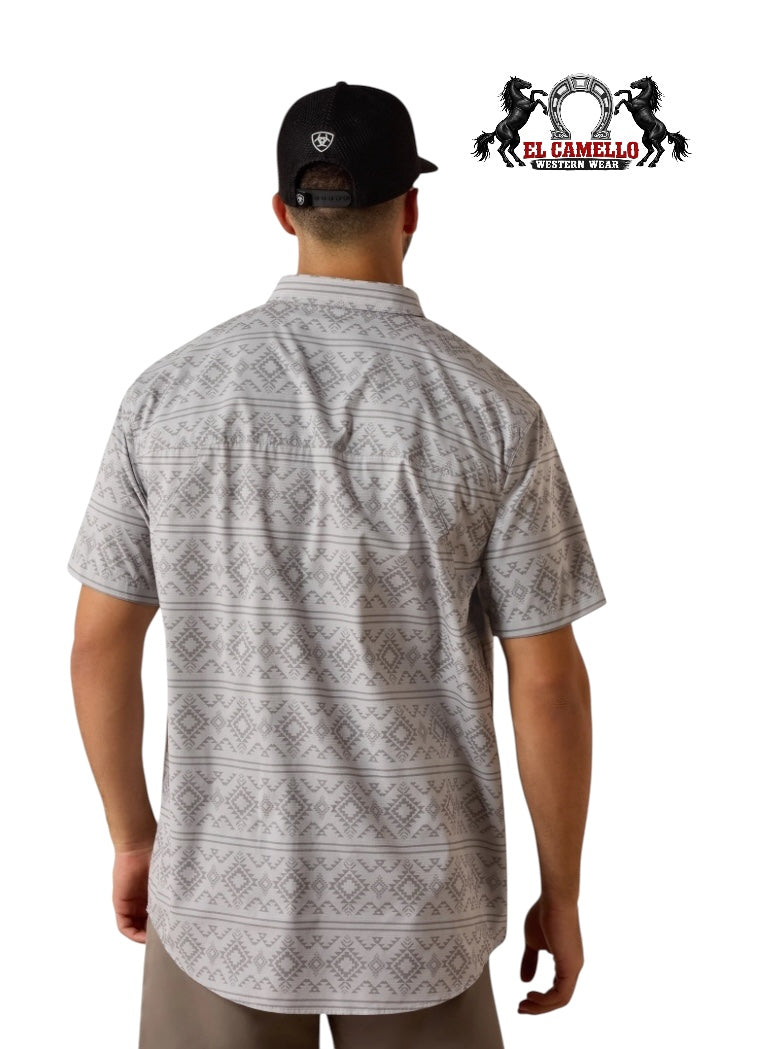 Ariat Men’s Sleet Geo Print Short Sleeve Button-Up Shirt – 10063439