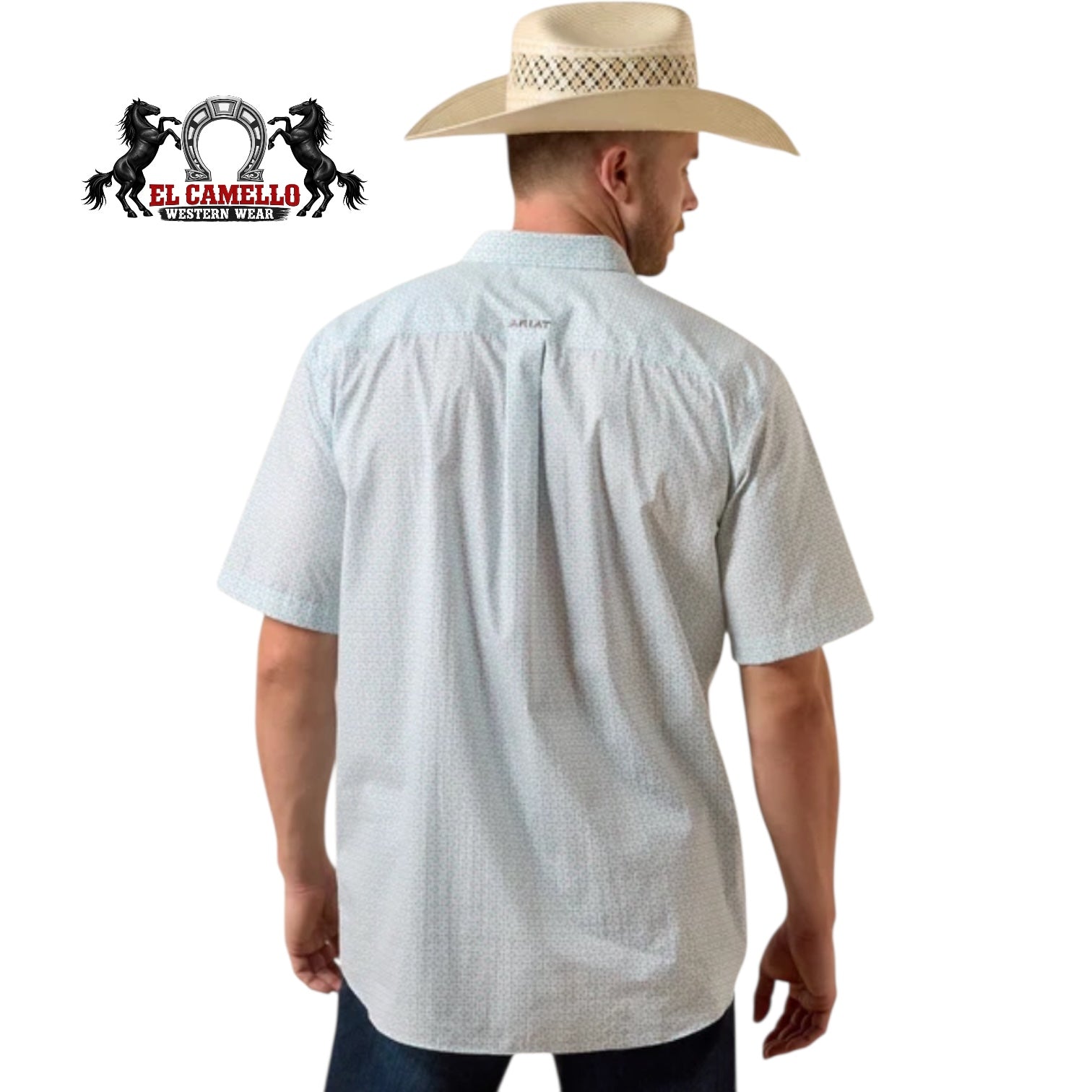 Ariat Men’s White Multi Geo Print Short Sleeve Button-Up Shirt – 10074700