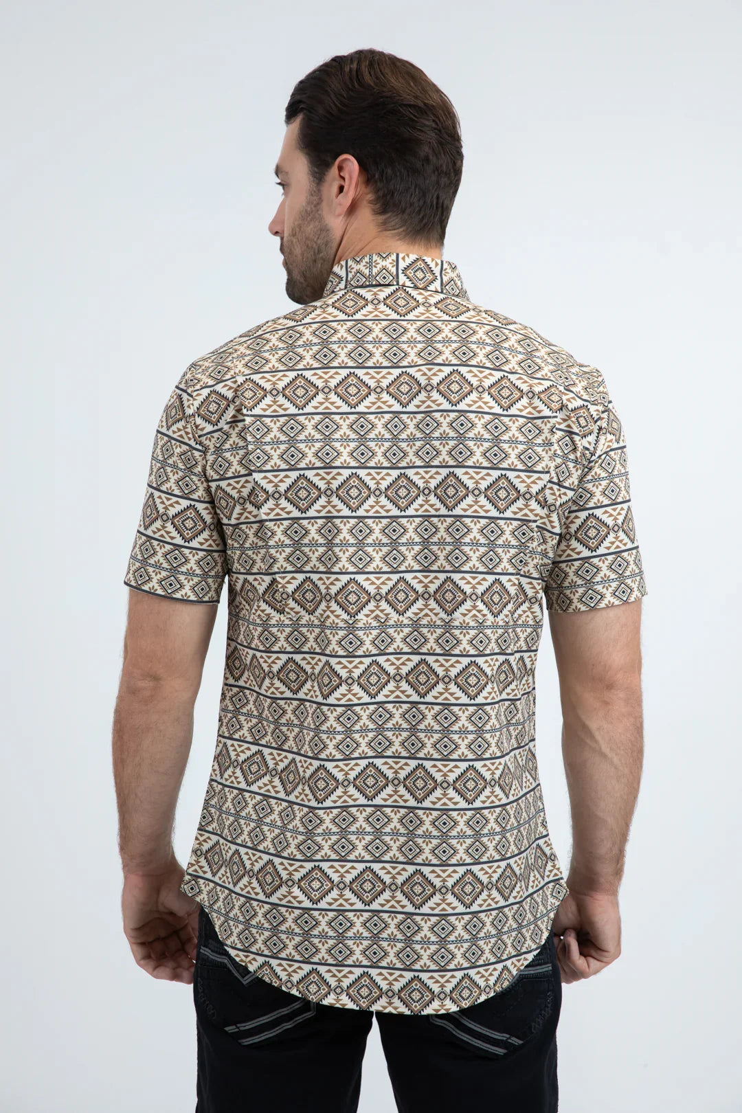 Platini Men's Performance Western SS Beige Shirt PGW11139