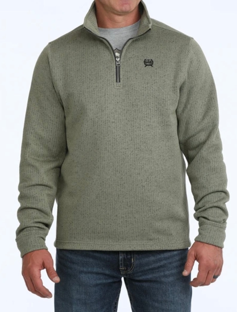 CINCH OLIVE KNIT 1/4 ZIP PULLOVER - MEN SWEATER - MWK1080021