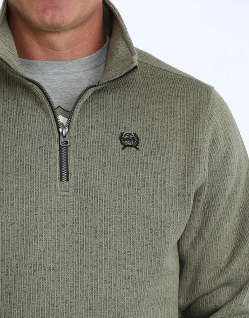 CINCH OLIVE KNIT 1/4 ZIP PULLOVER - MEN SWEATER - MWK1080021