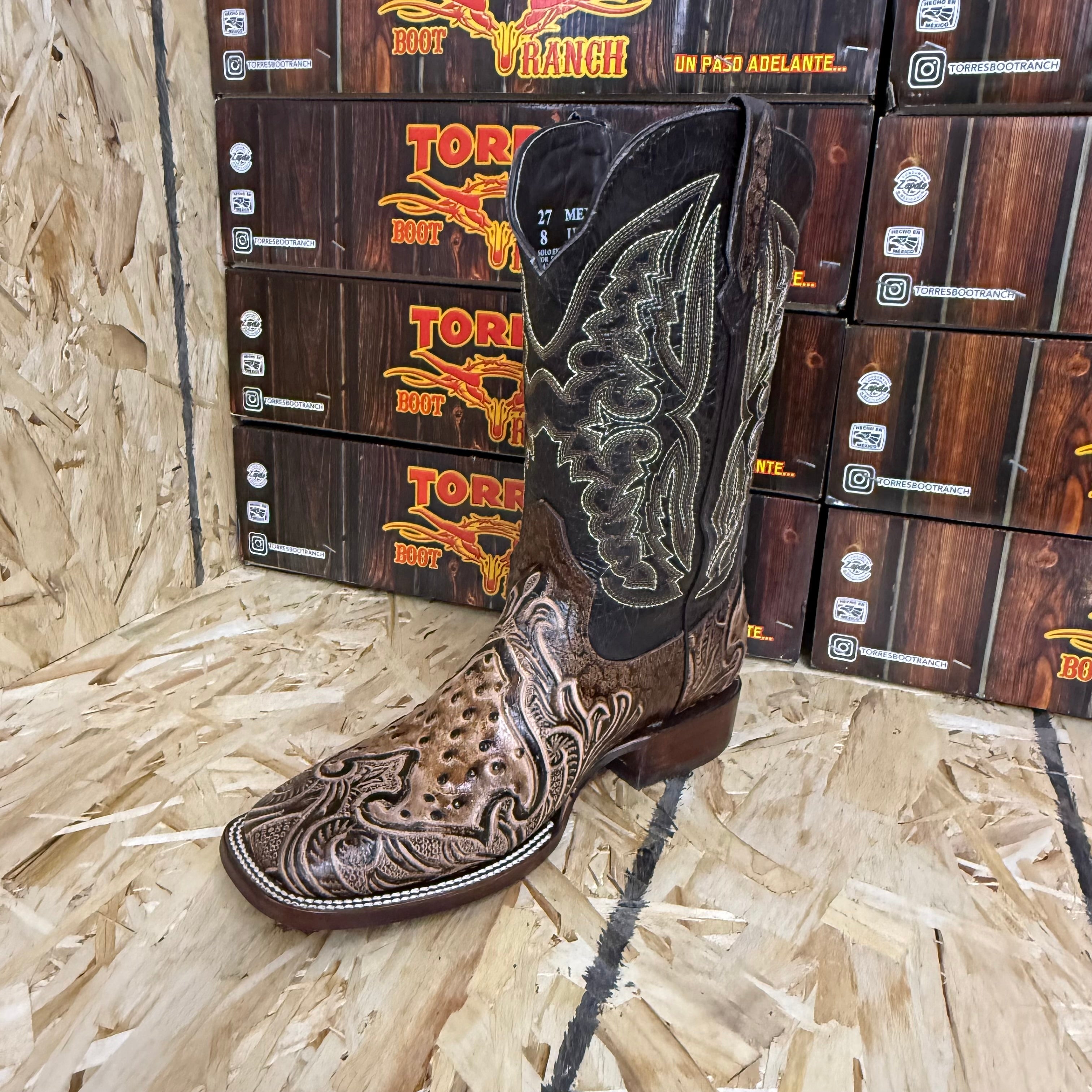 Print Ostrich Middle/Hand-tooled